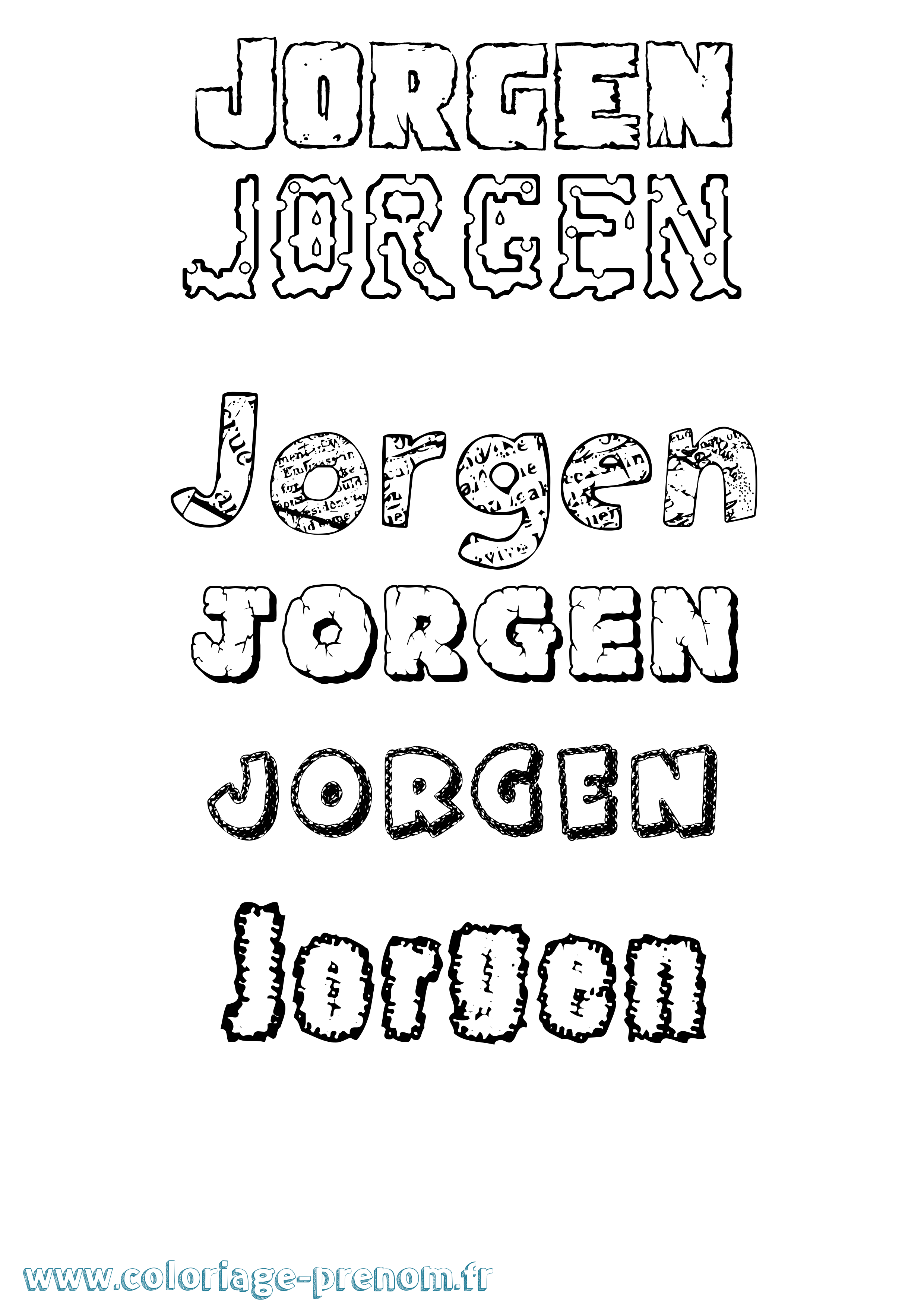 Coloriage prénom Jørgen Destructuré