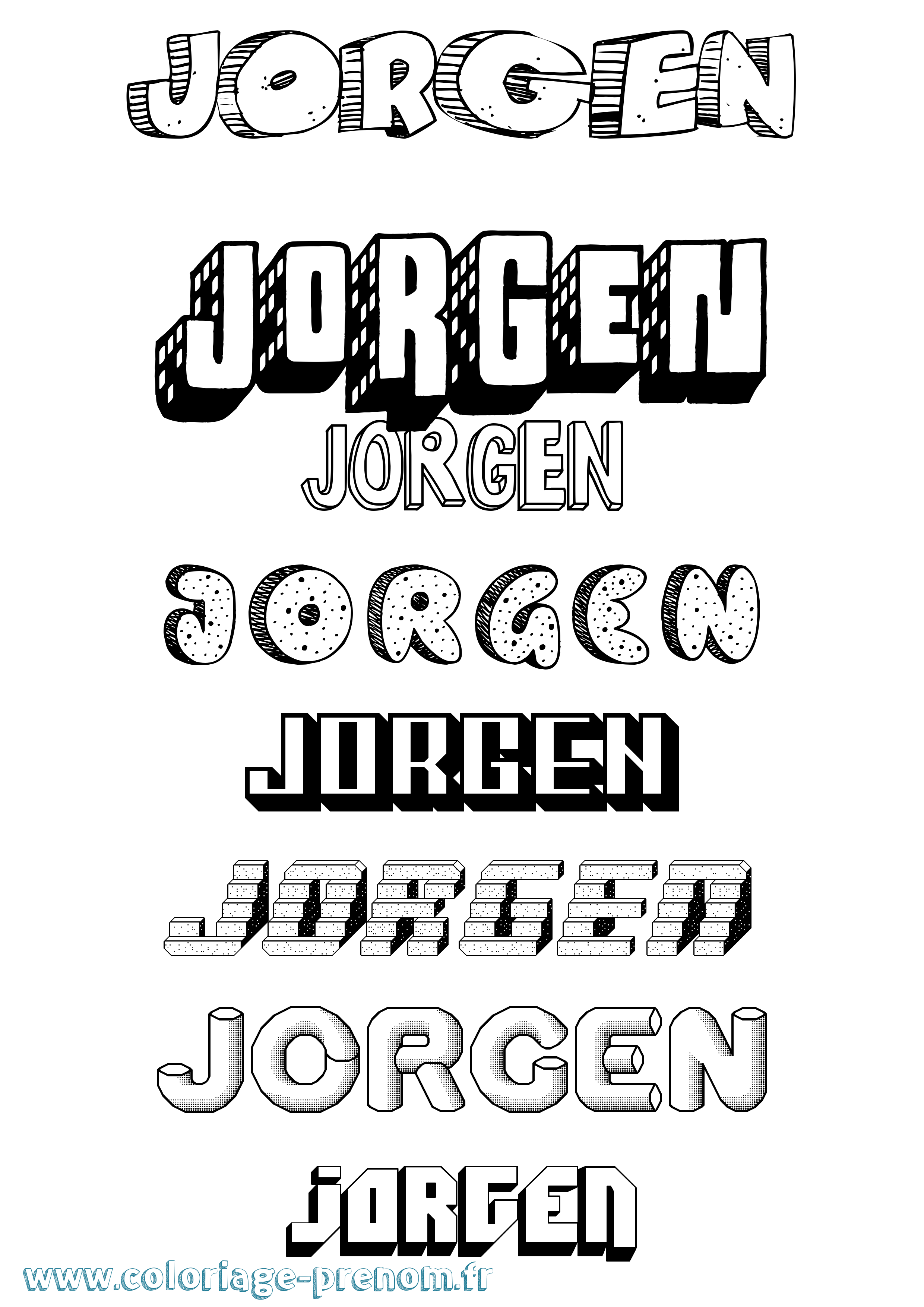 Coloriage prénom Jorgen Effet 3D