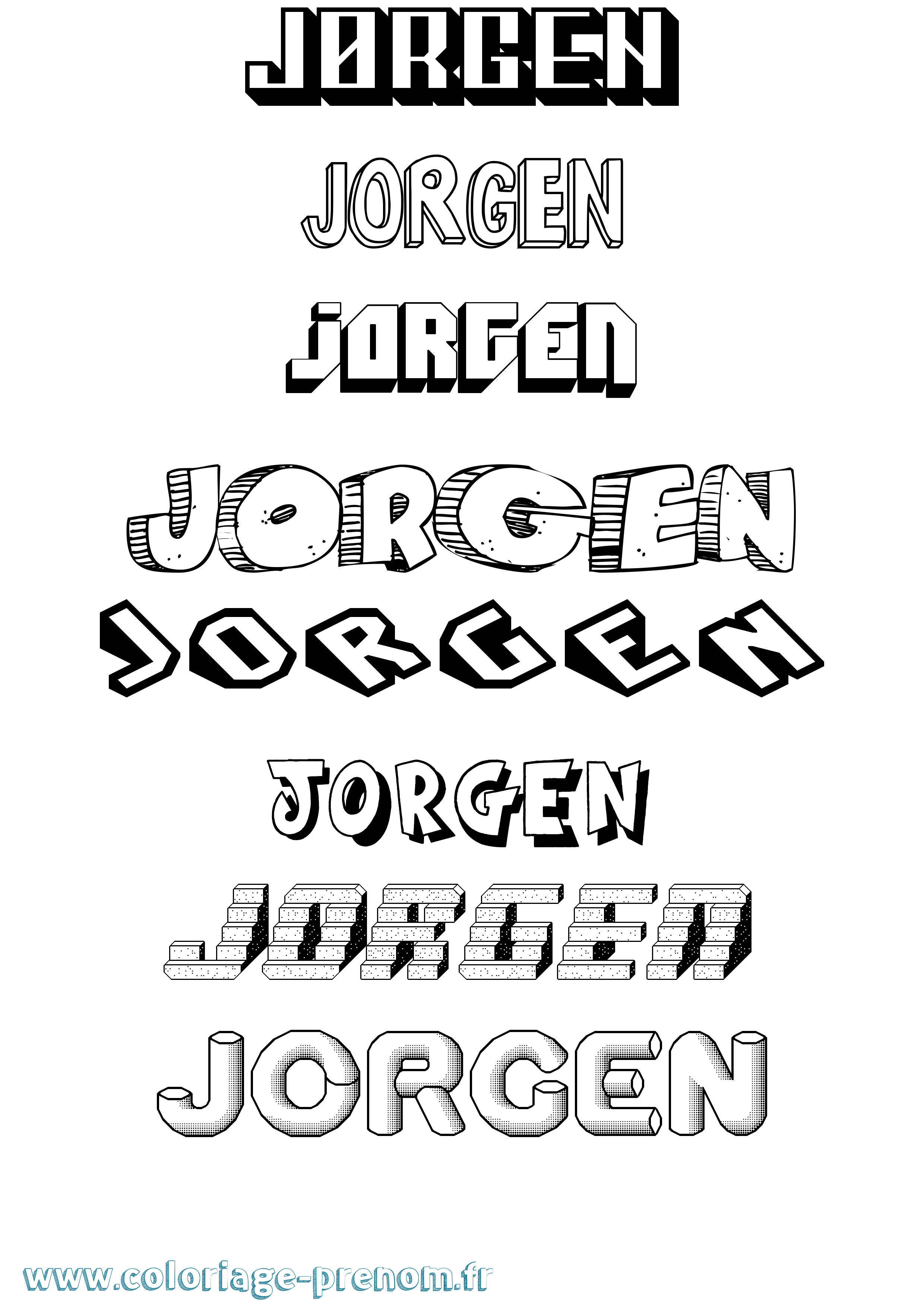 Coloriage prénom Jørgen Effet 3D