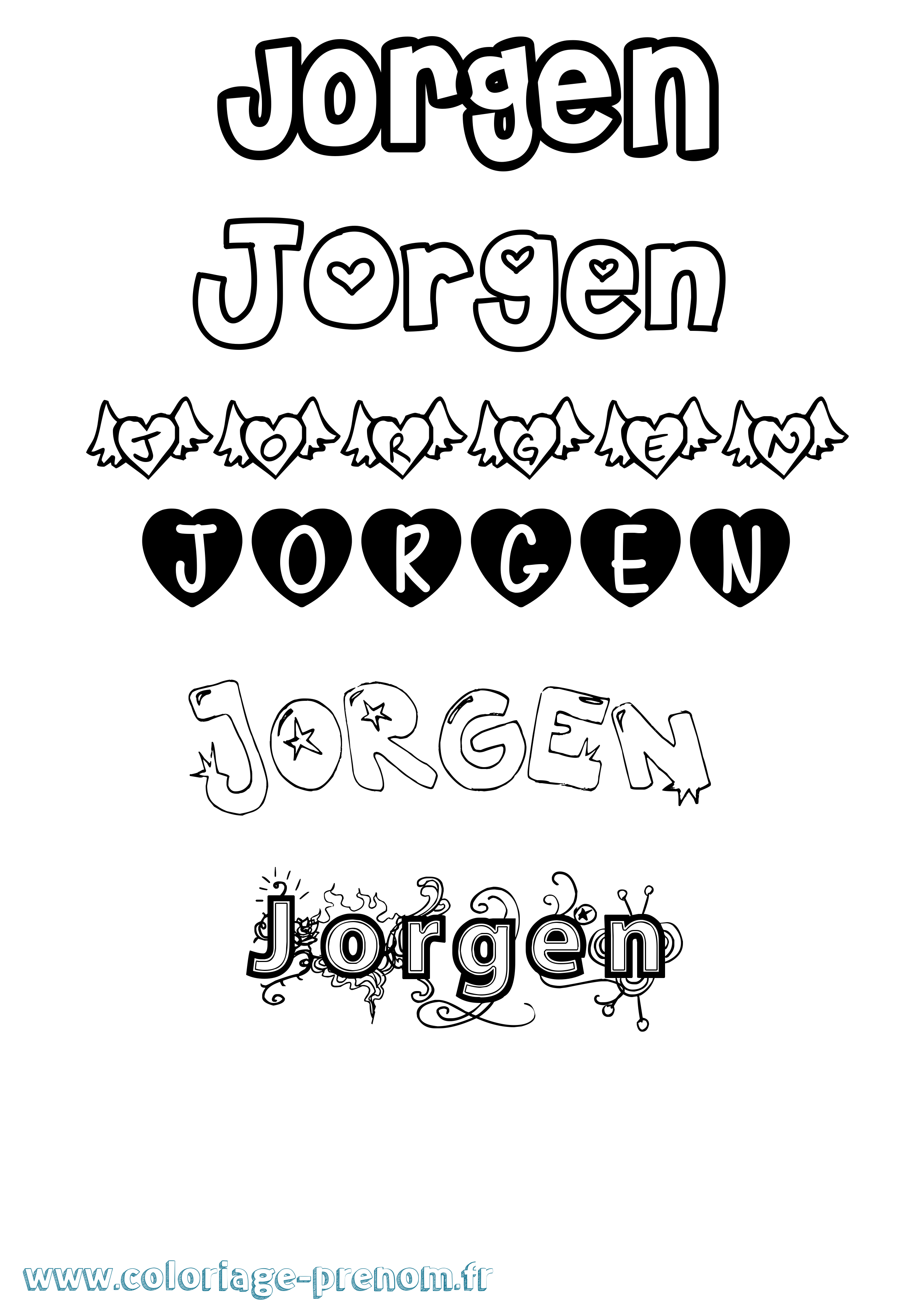 Coloriage prénom Jorgen Girly