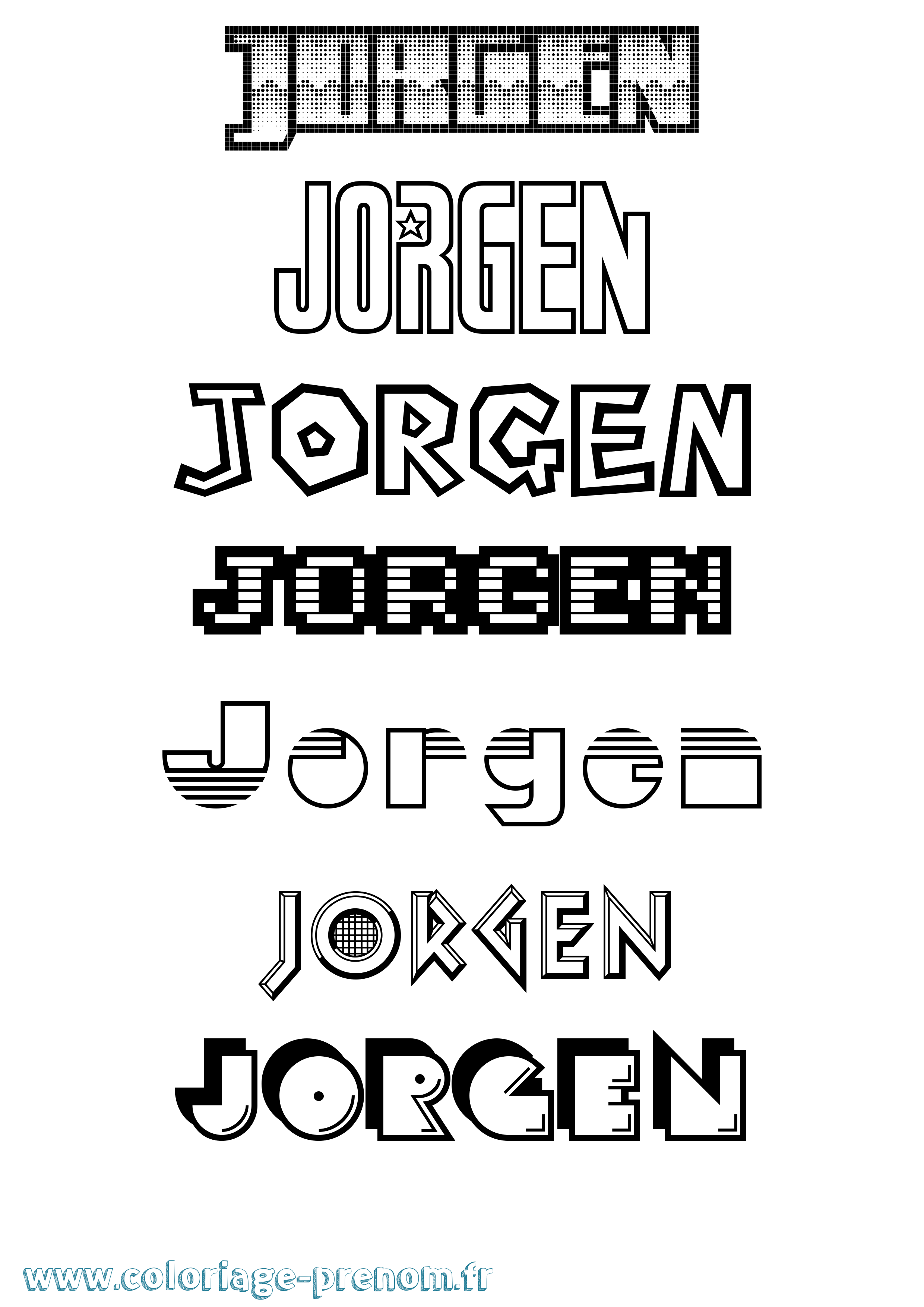 Coloriage prénom Jorgen Jeux Vidéos