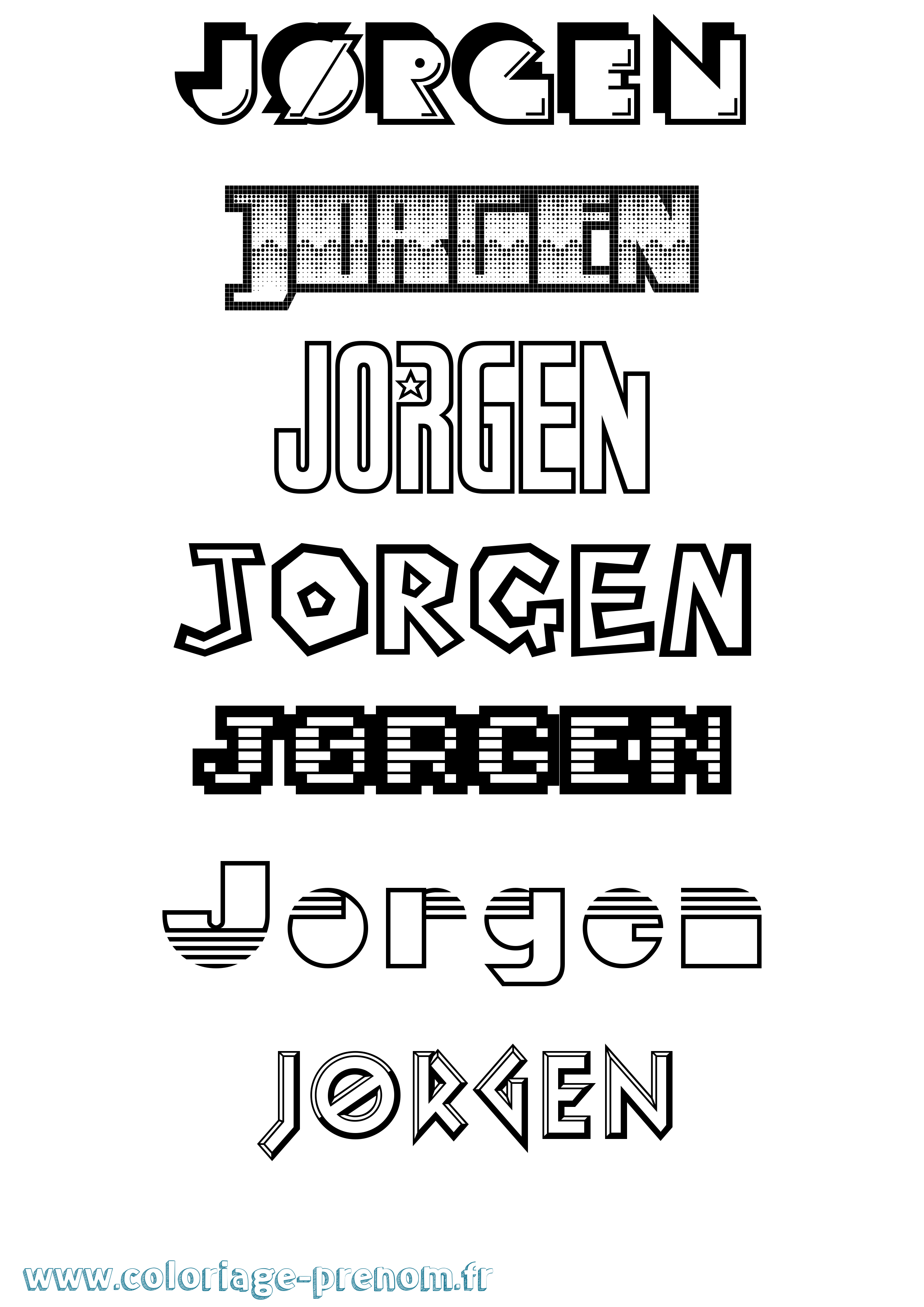 Coloriage prénom Jørgen Jeux Vidéos