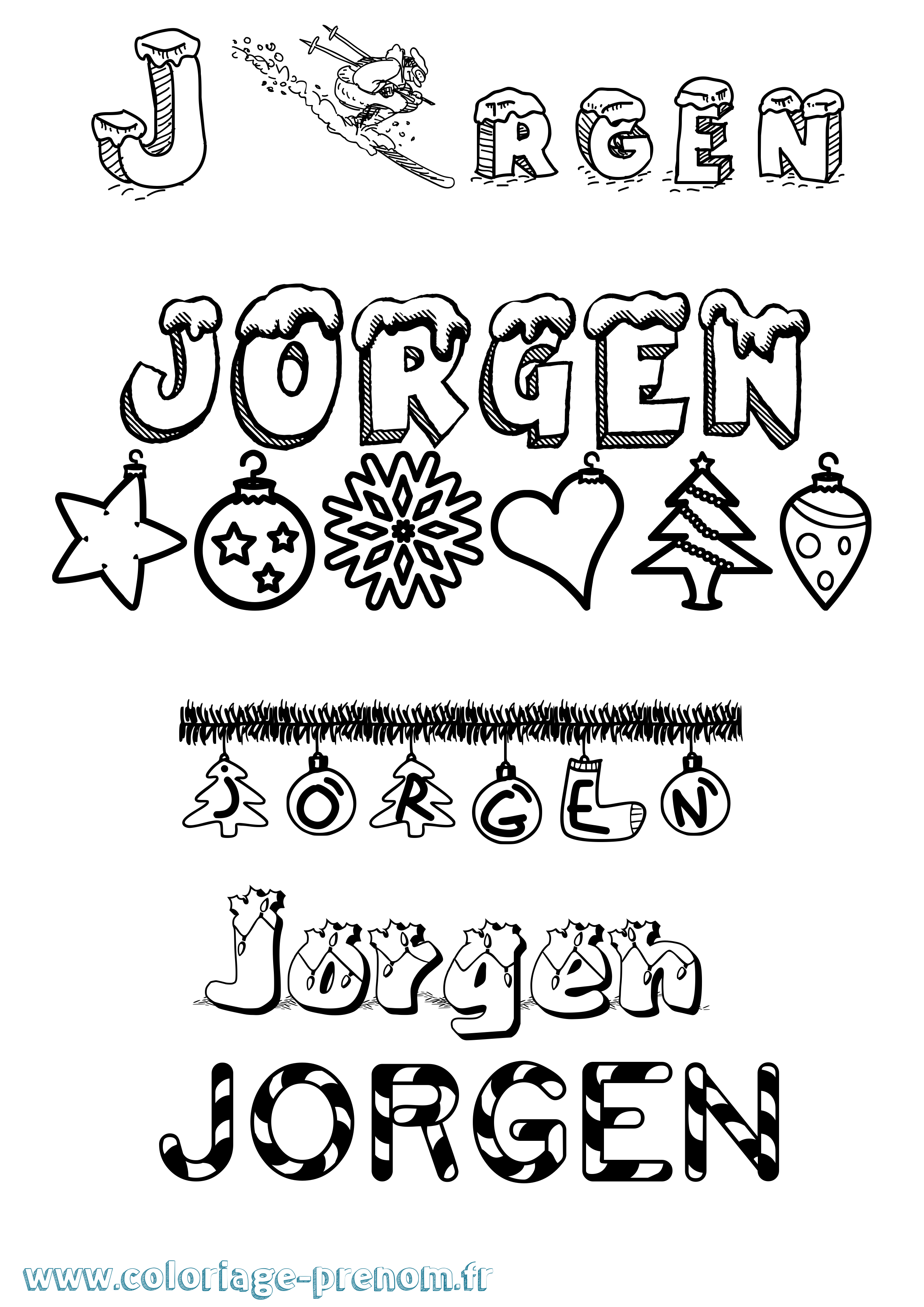 Coloriage prénom Jørgen Noël