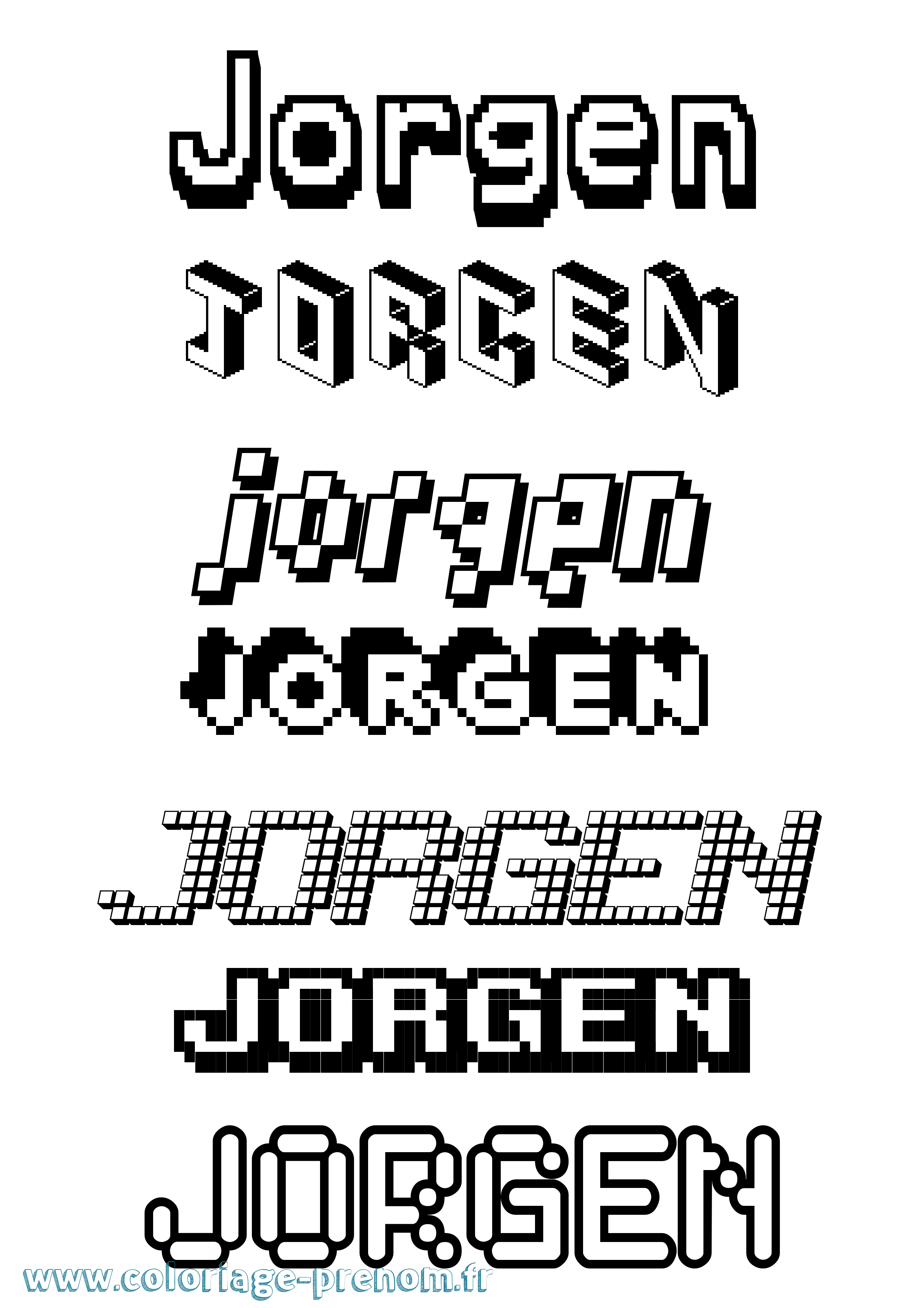 Coloriage prénom Jorgen Pixel