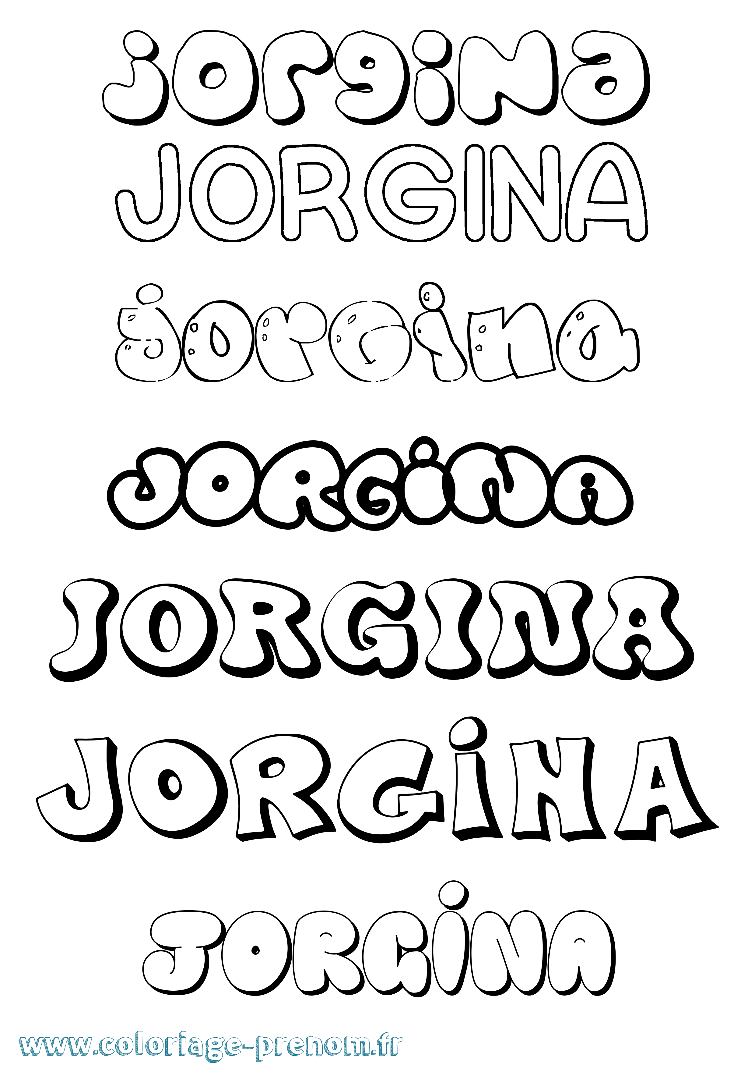 Coloriage prénom Jorgina Bubble