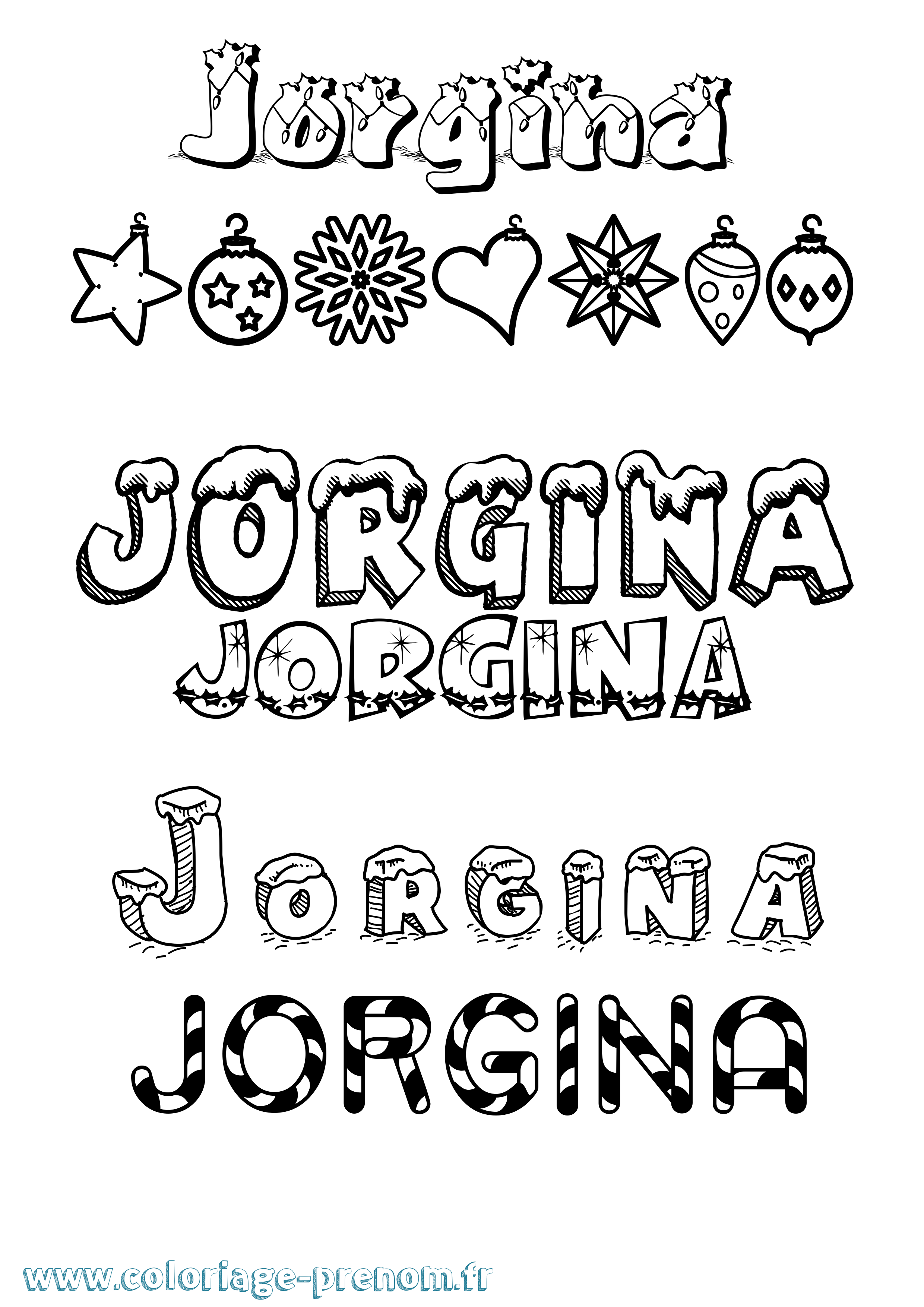Coloriage prénom Jorgina Noël