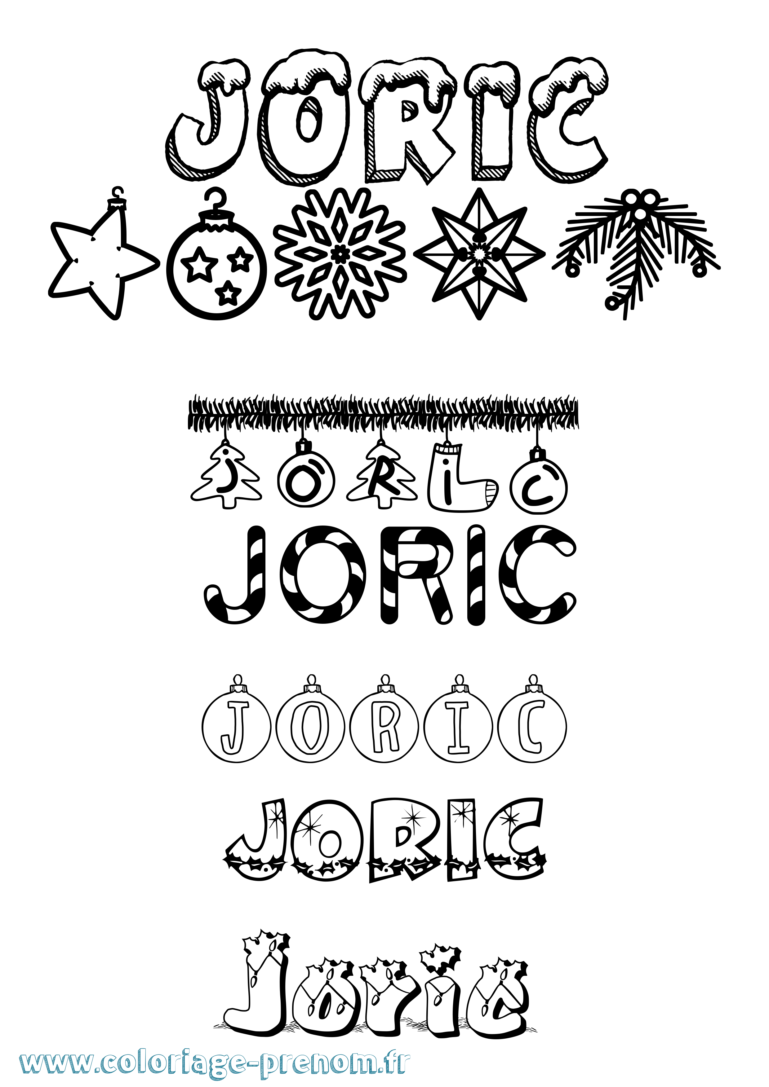 Coloriage prénom Joric Noël