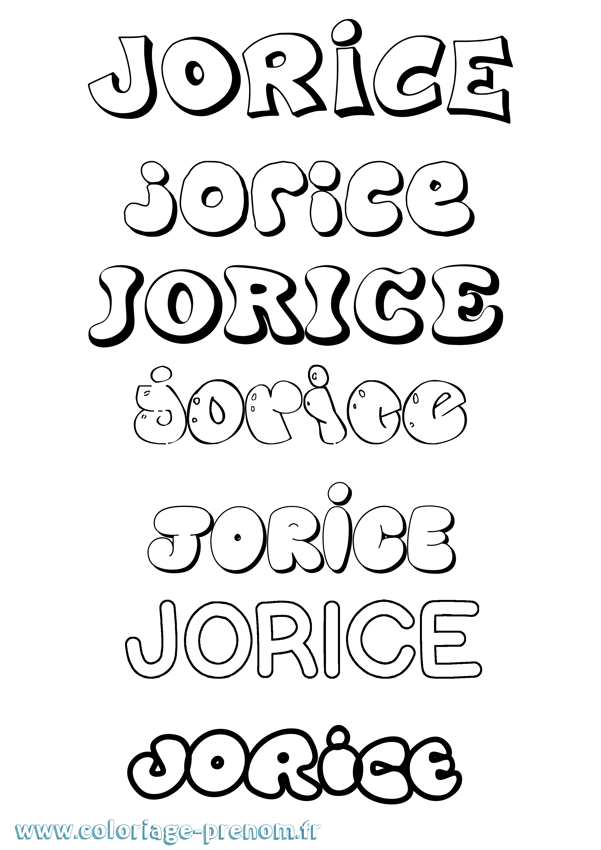Coloriage prénom Jorice Bubble