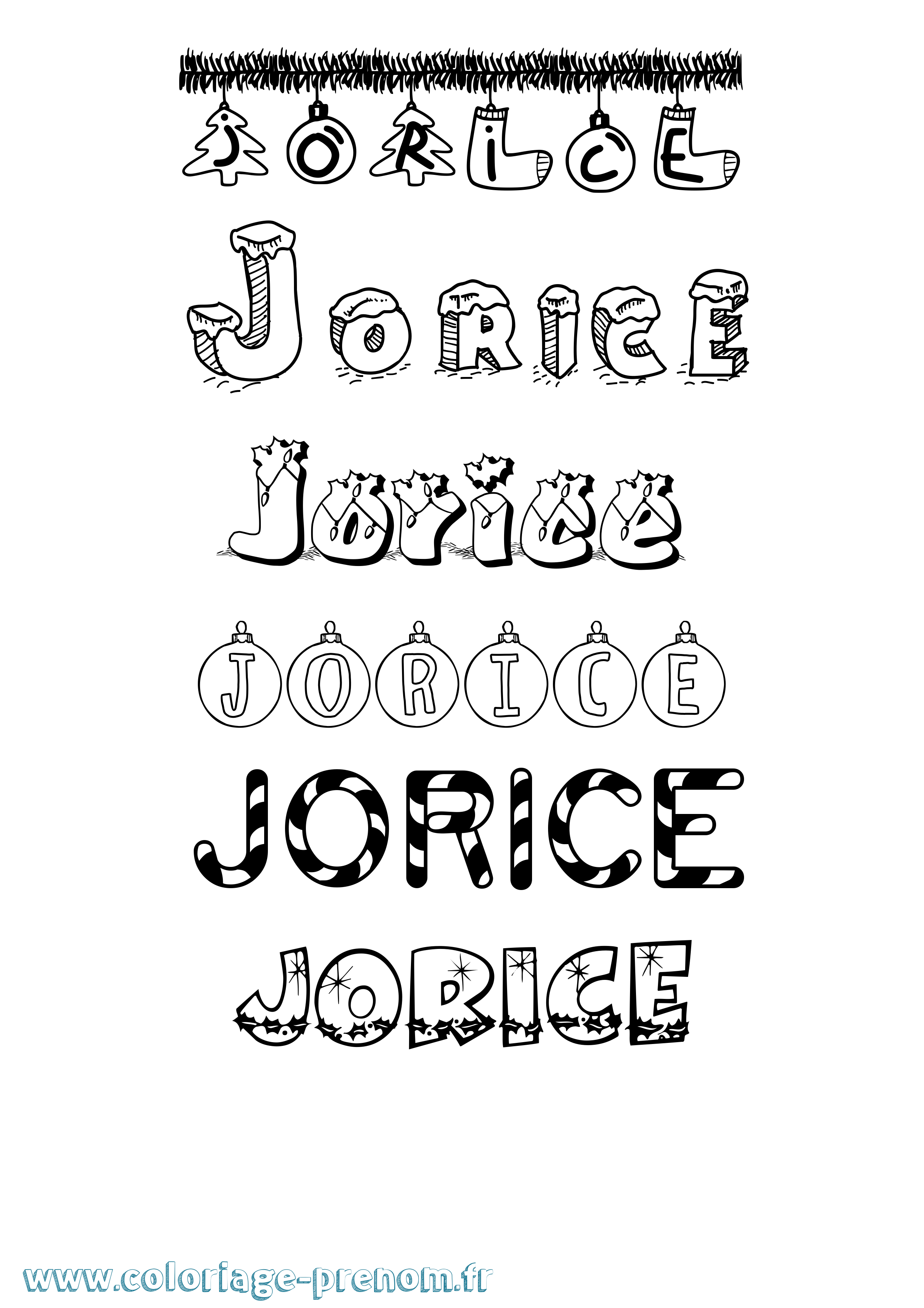 Coloriage Jorice Noël Coloriage prénom Jorice Noël