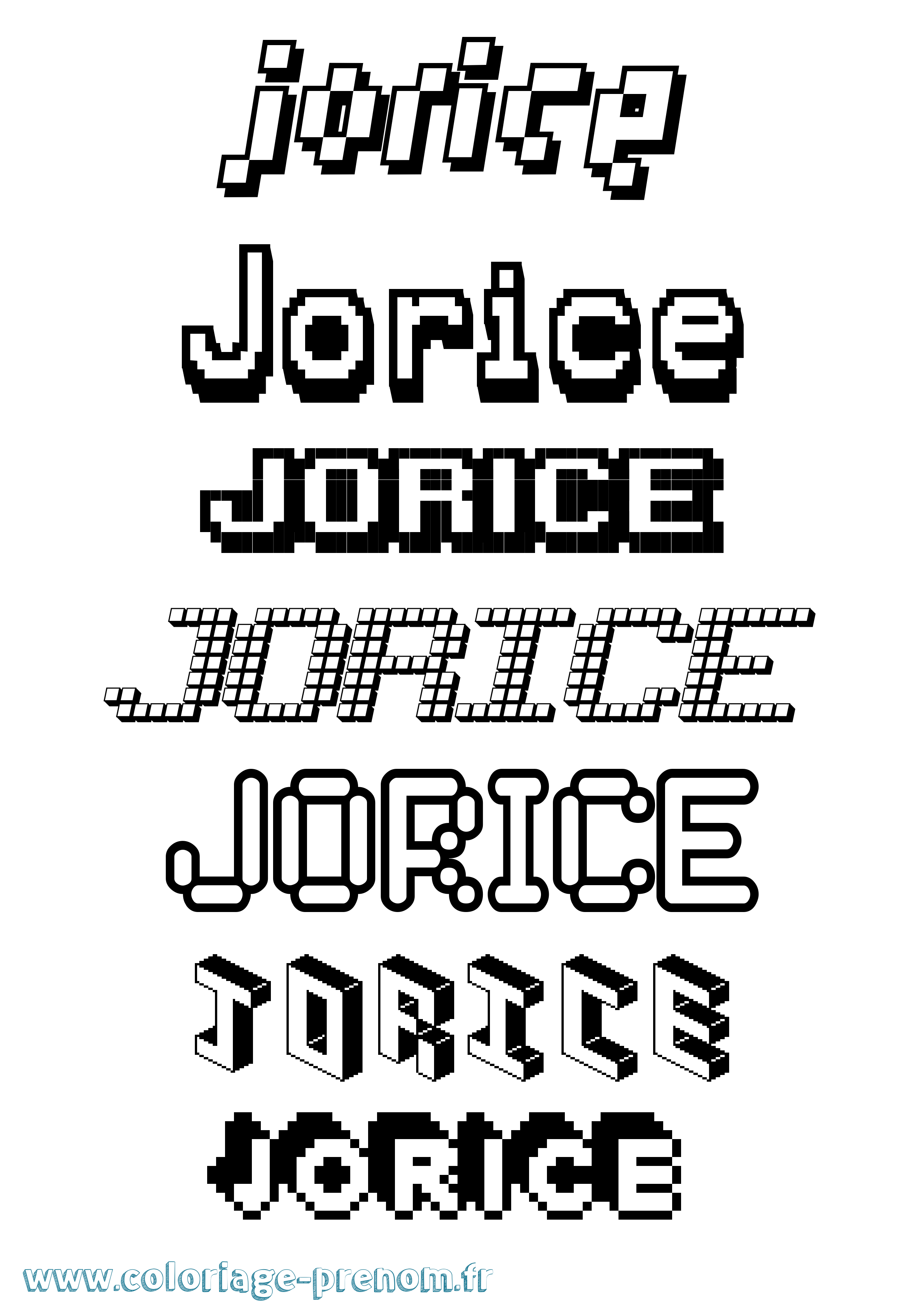 Coloriage prénom Jorice Pixel