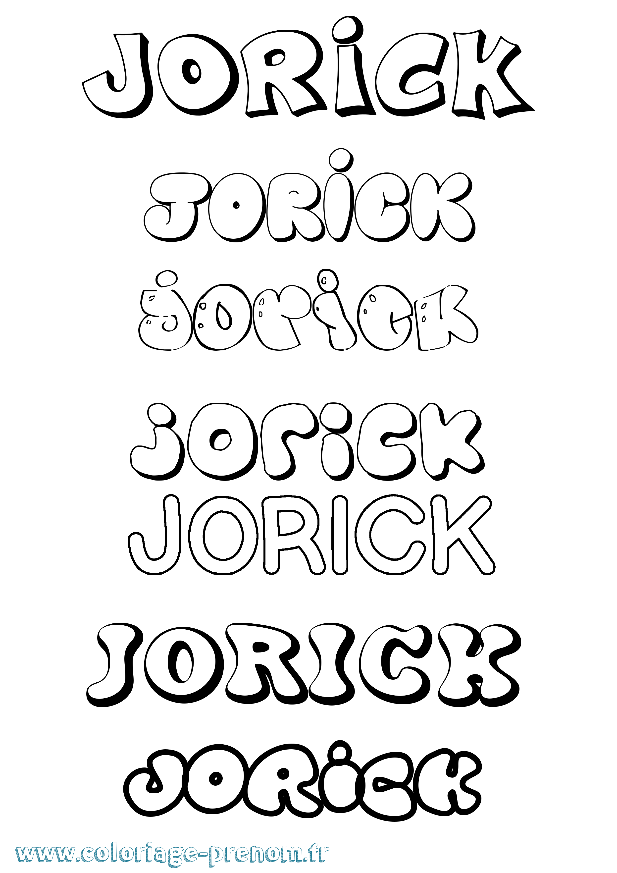Coloriage prénom Jorick Bubble