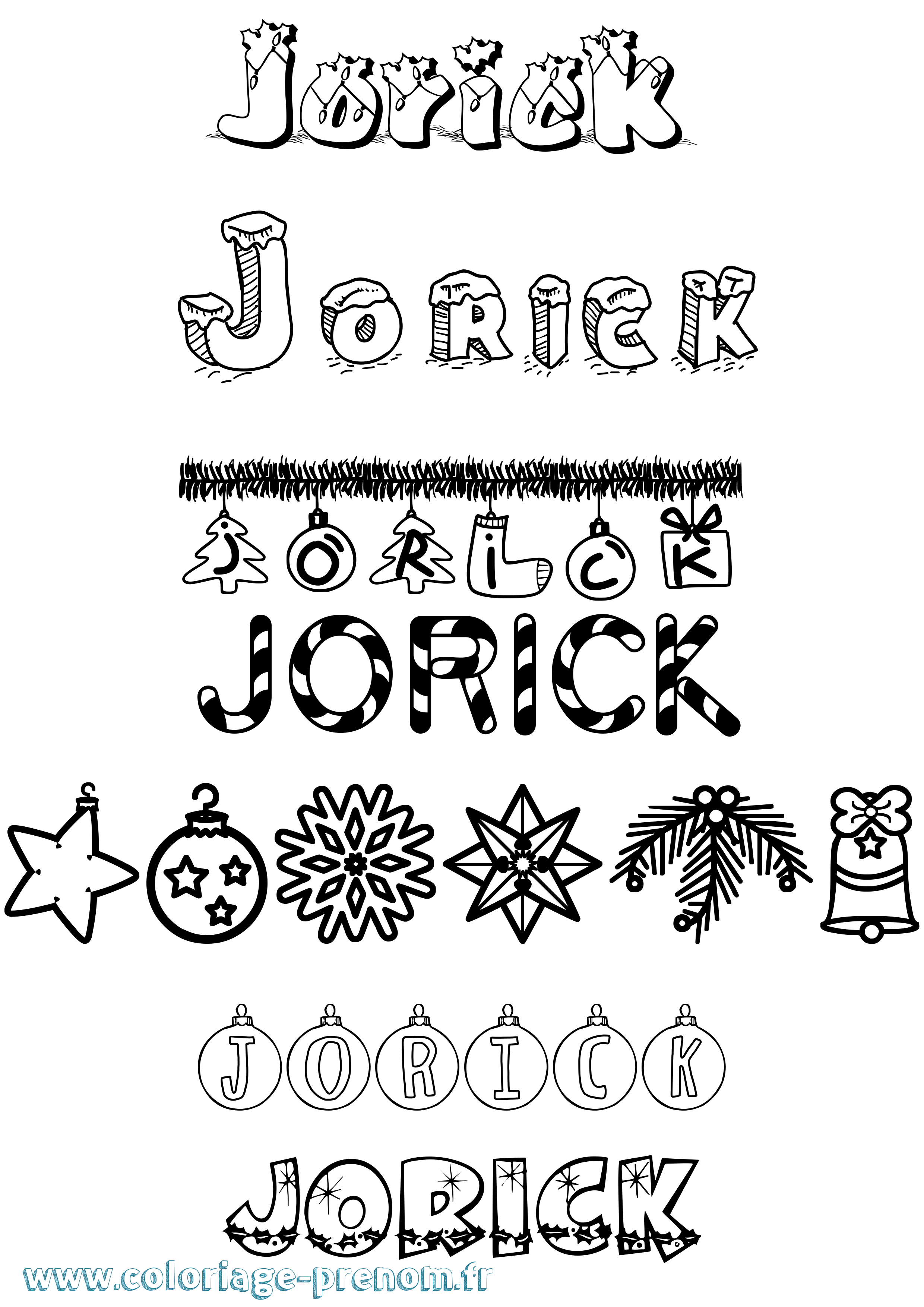 Coloriage Jorick Noël Coloriage prénom Jorick Noël