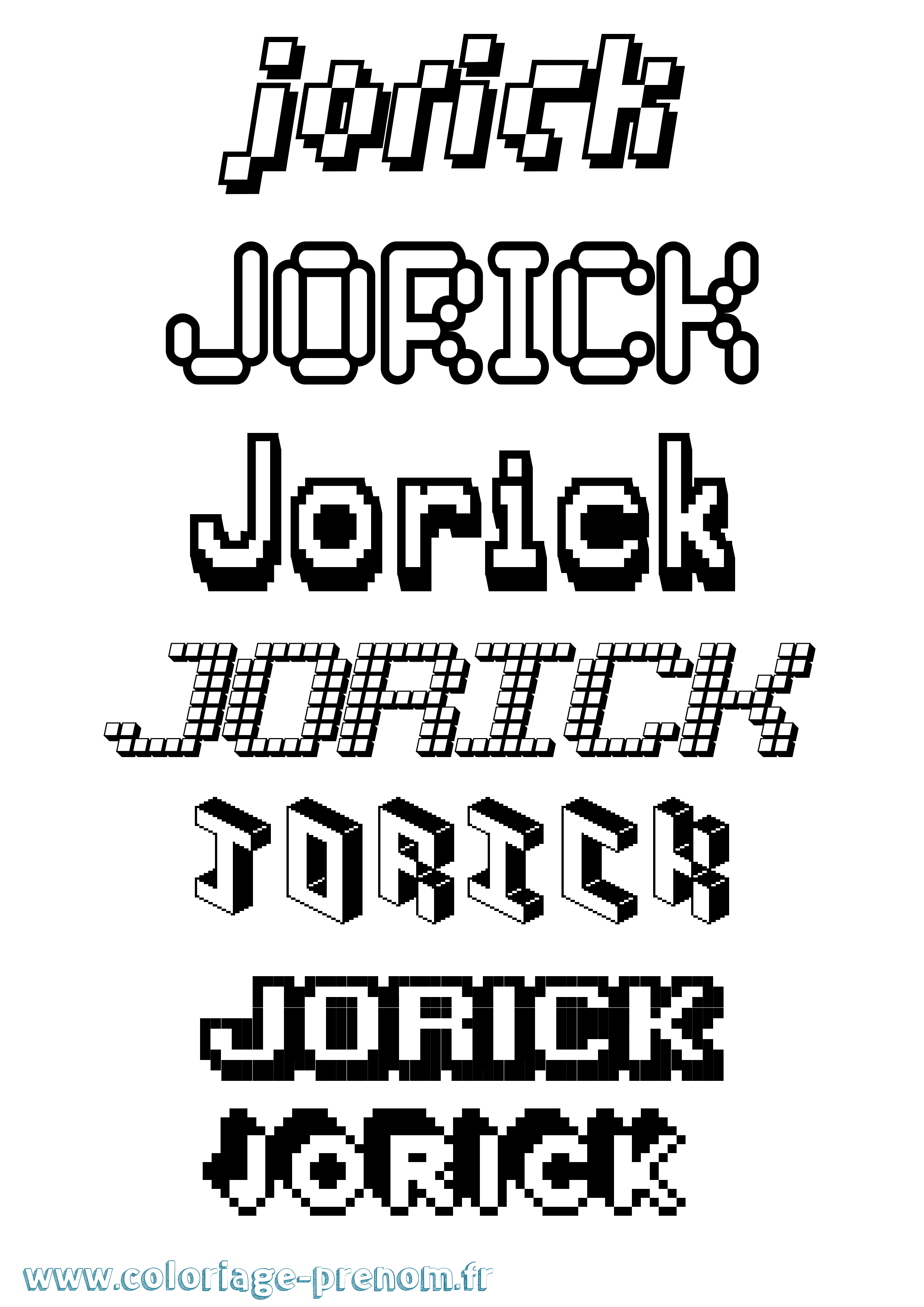 Coloriage prénom Jorick Pixel