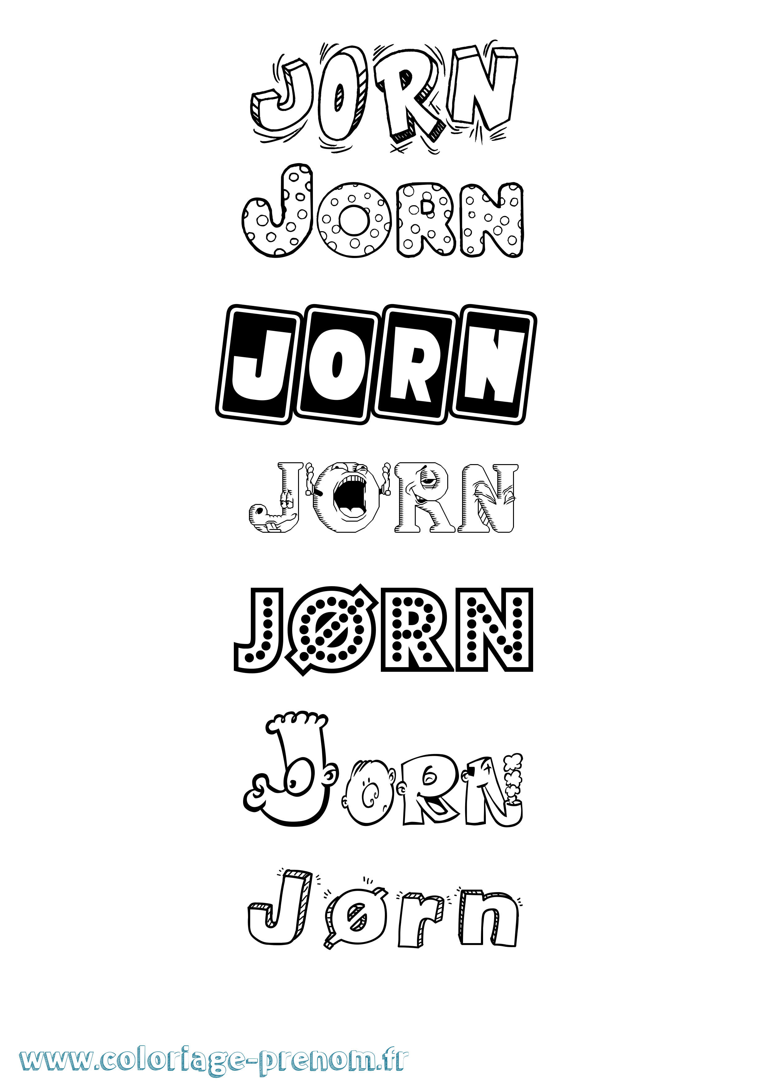 Coloriage prénom Jørn Fun