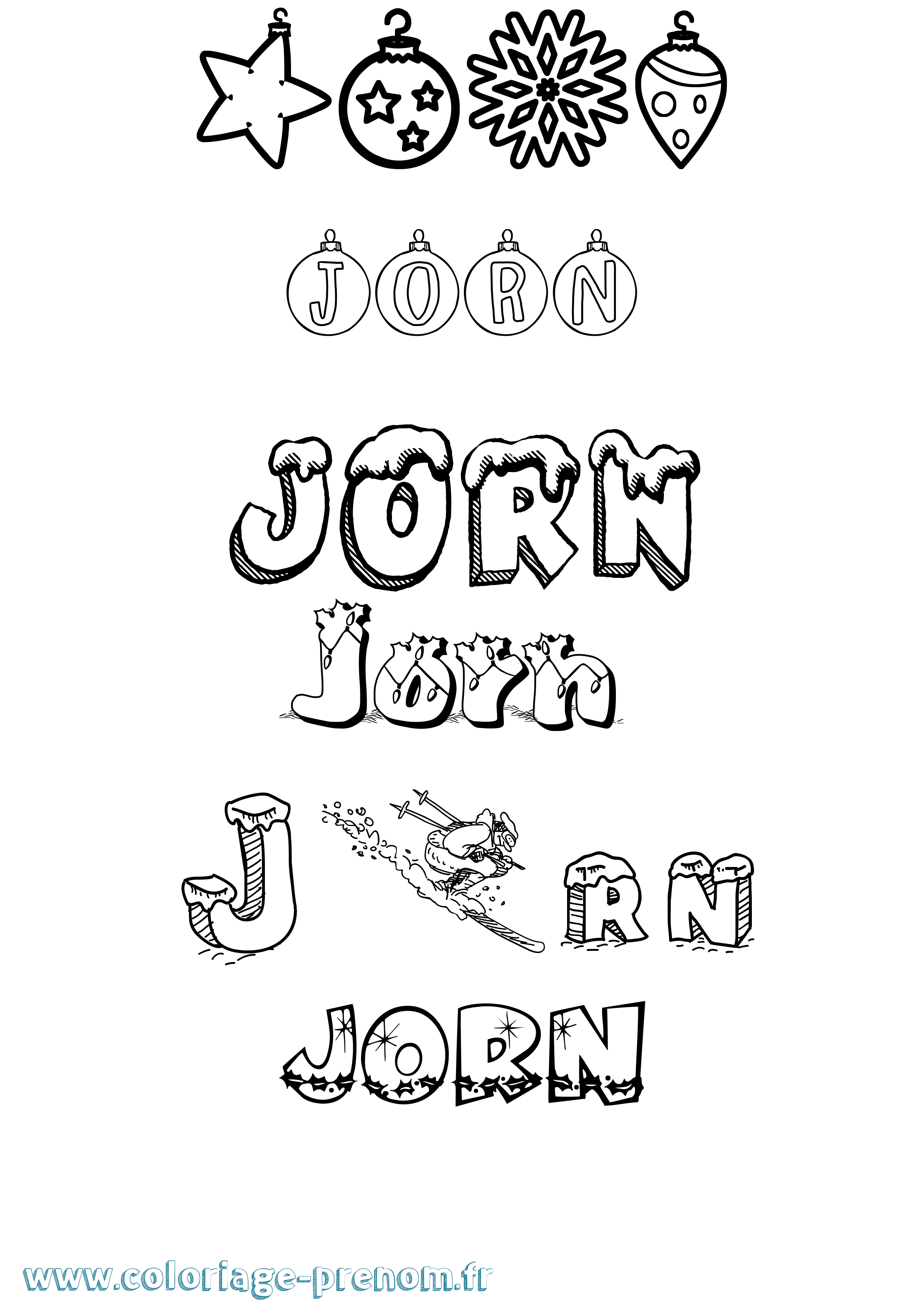Coloriage prénom Jørn Noël