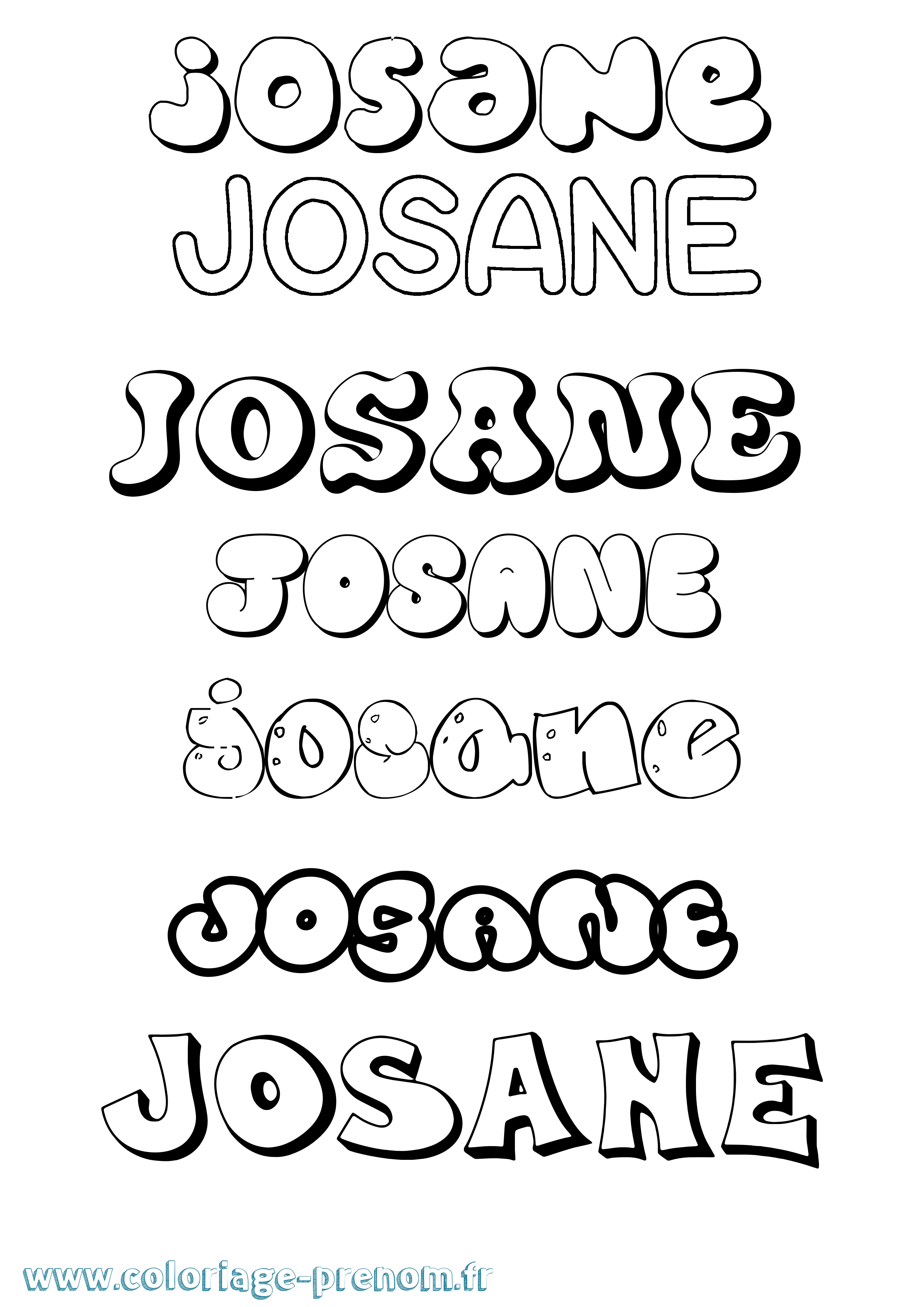 Coloriage prénom Josane Bubble