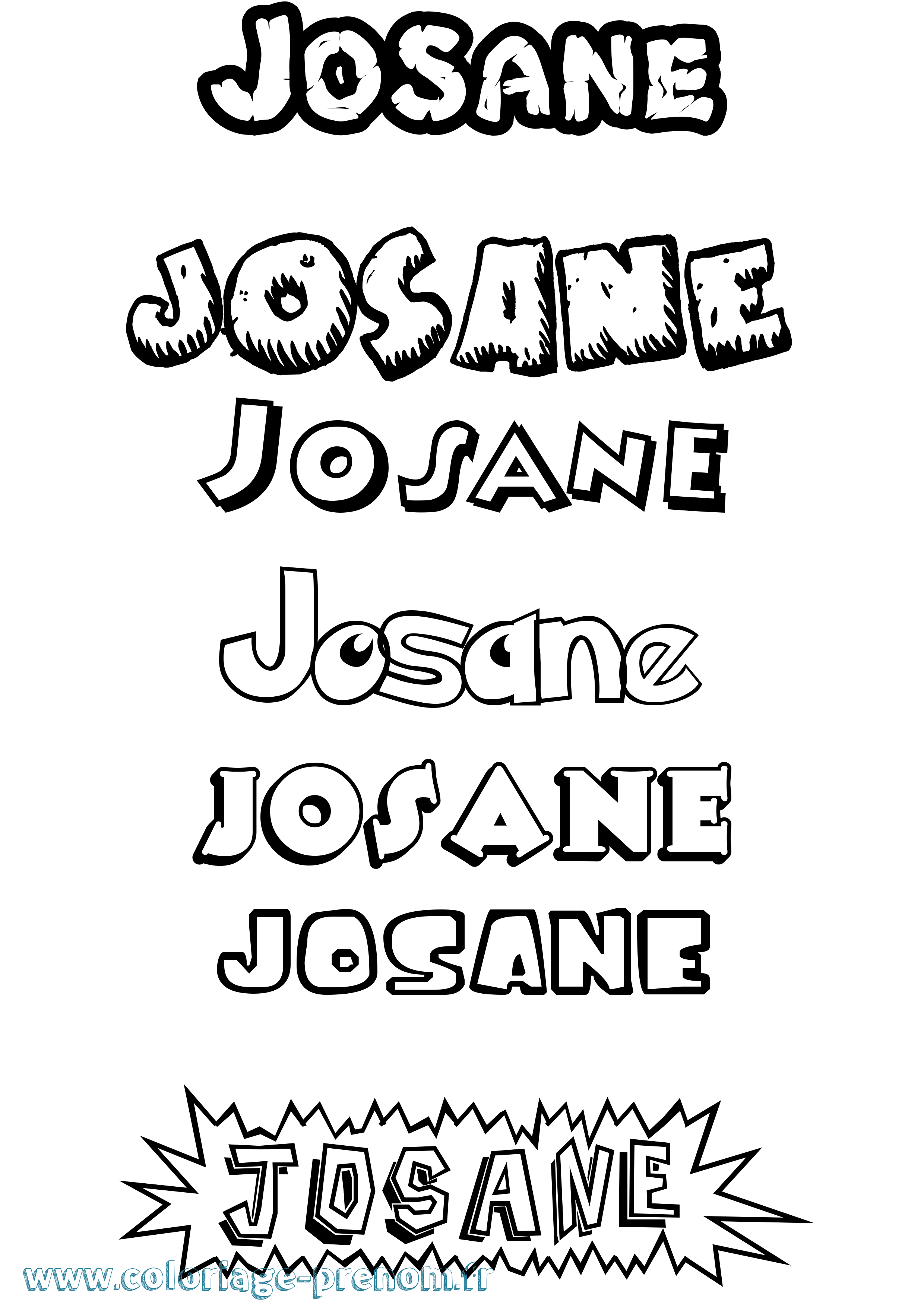 Coloriage prénom Josane Dessin Animé