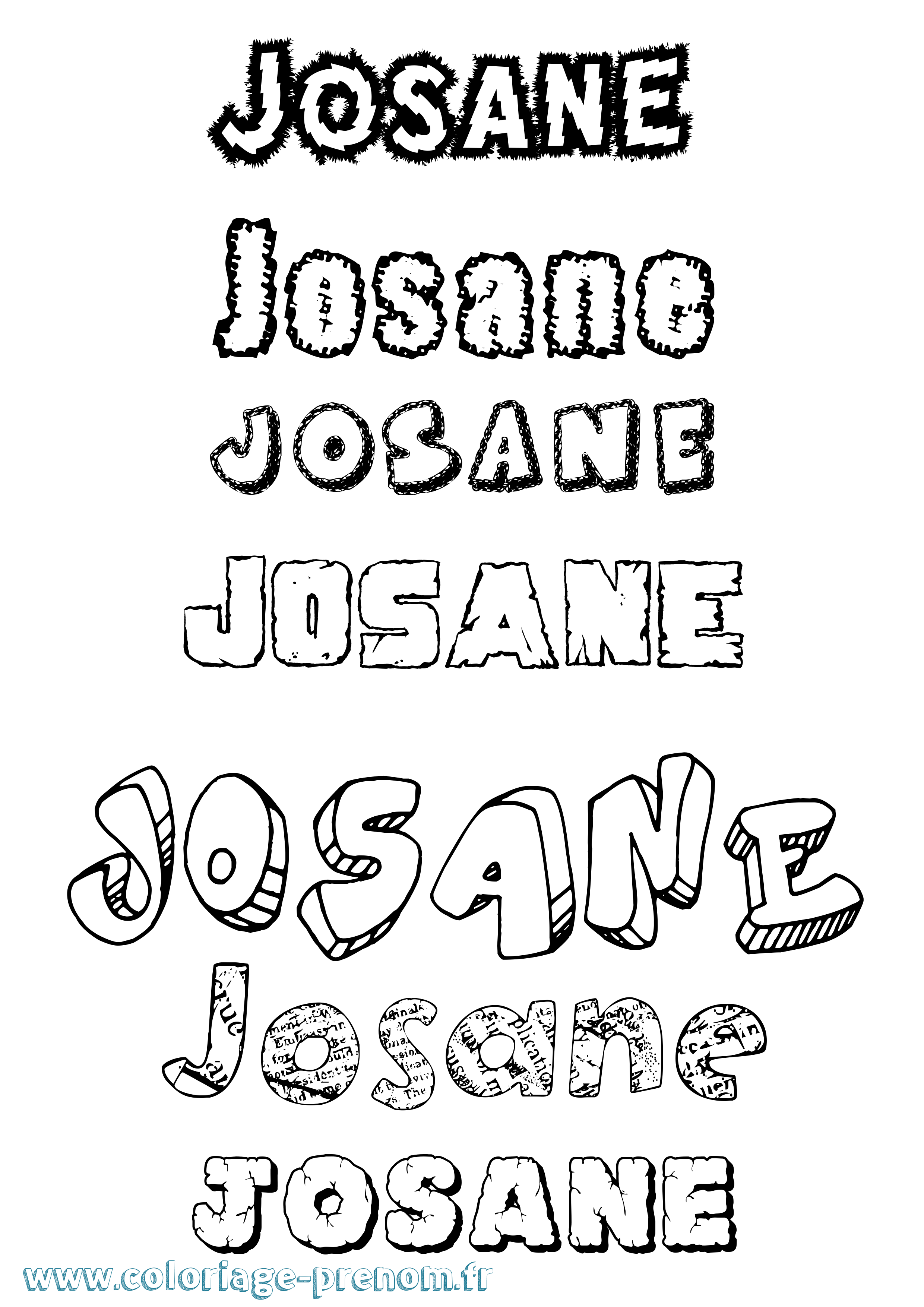 Coloriage prénom Josane Destructuré