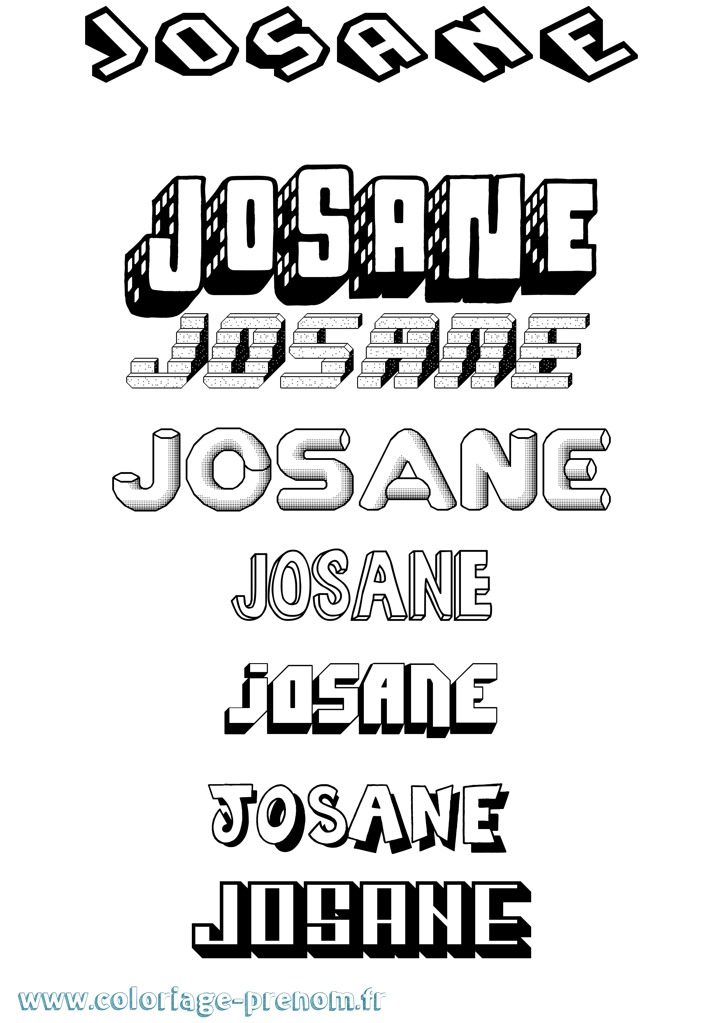 Coloriage prénom Josane Effet 3D
