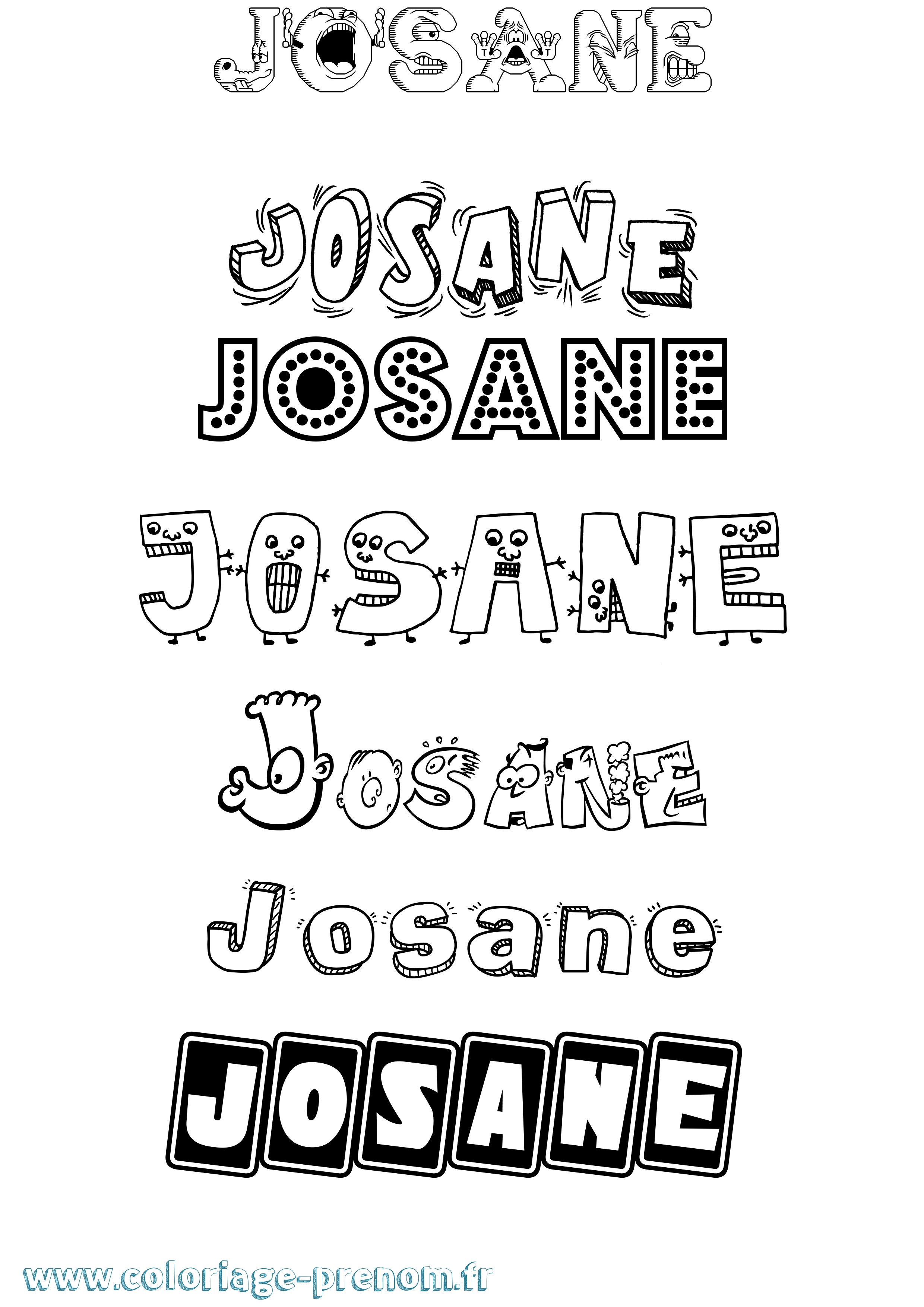 Coloriage prénom Josane Fun