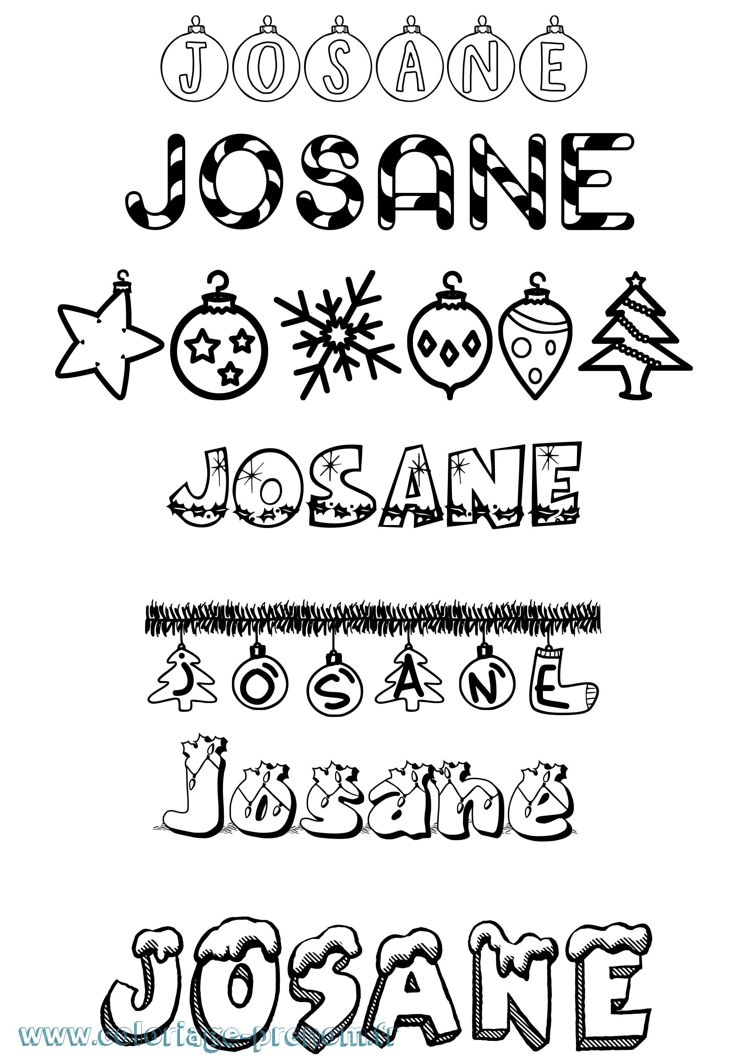 Coloriage prénom Josane Noël