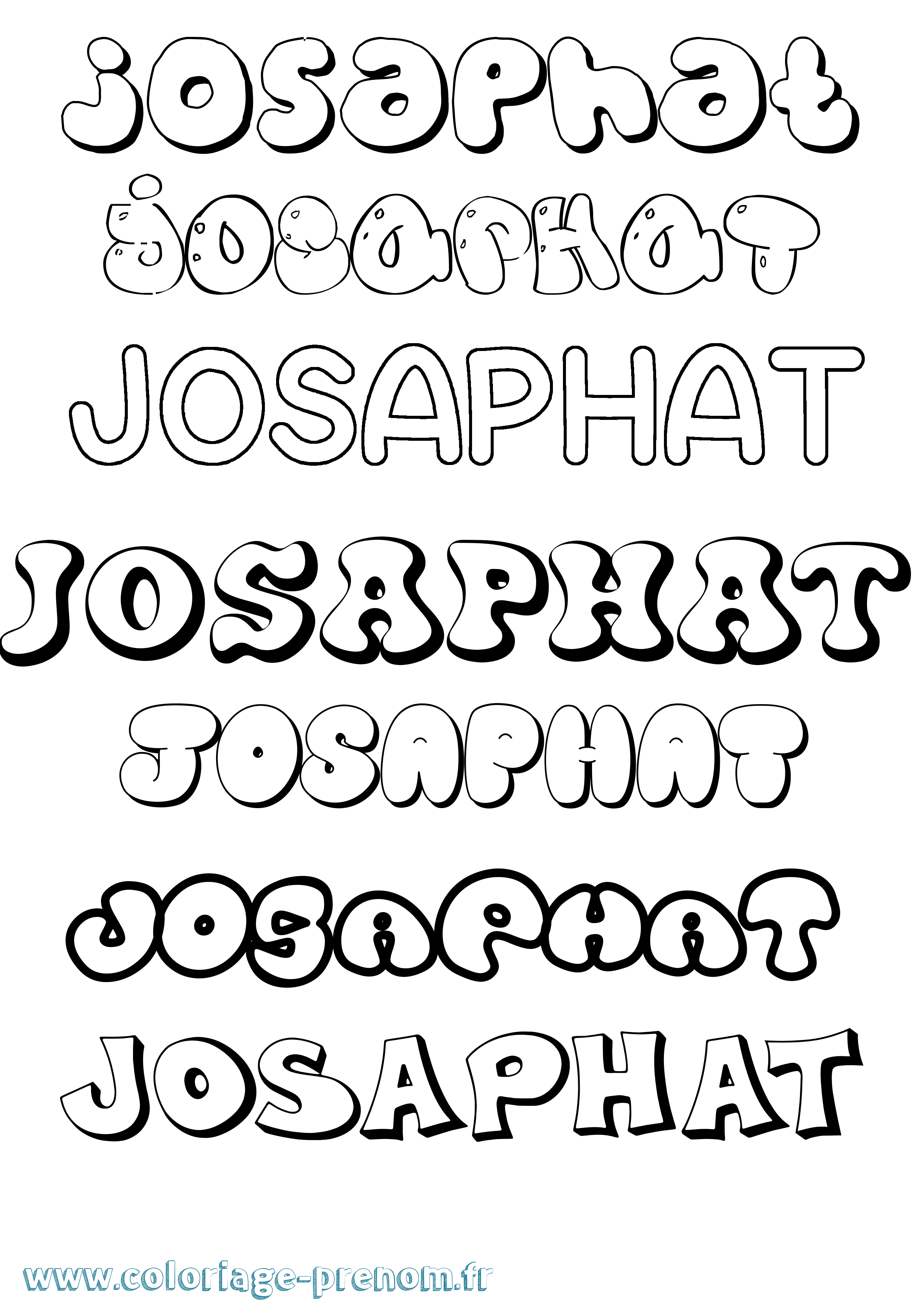 Coloriage Josaphat Bubble Coloriage prénom Josaphat Bubble