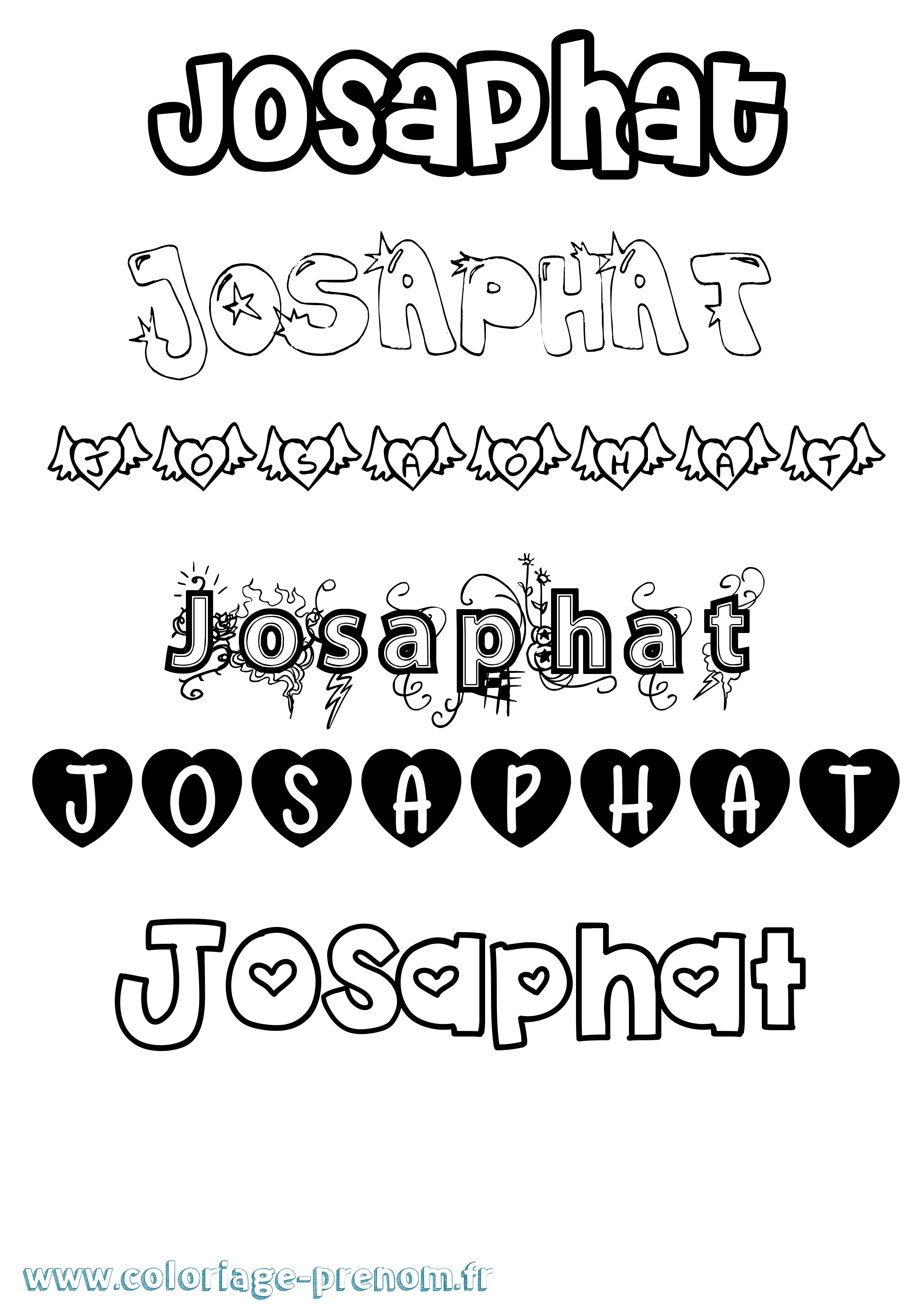 Coloriage Josaphat Girly Coloriage prénom Josaphat Girly