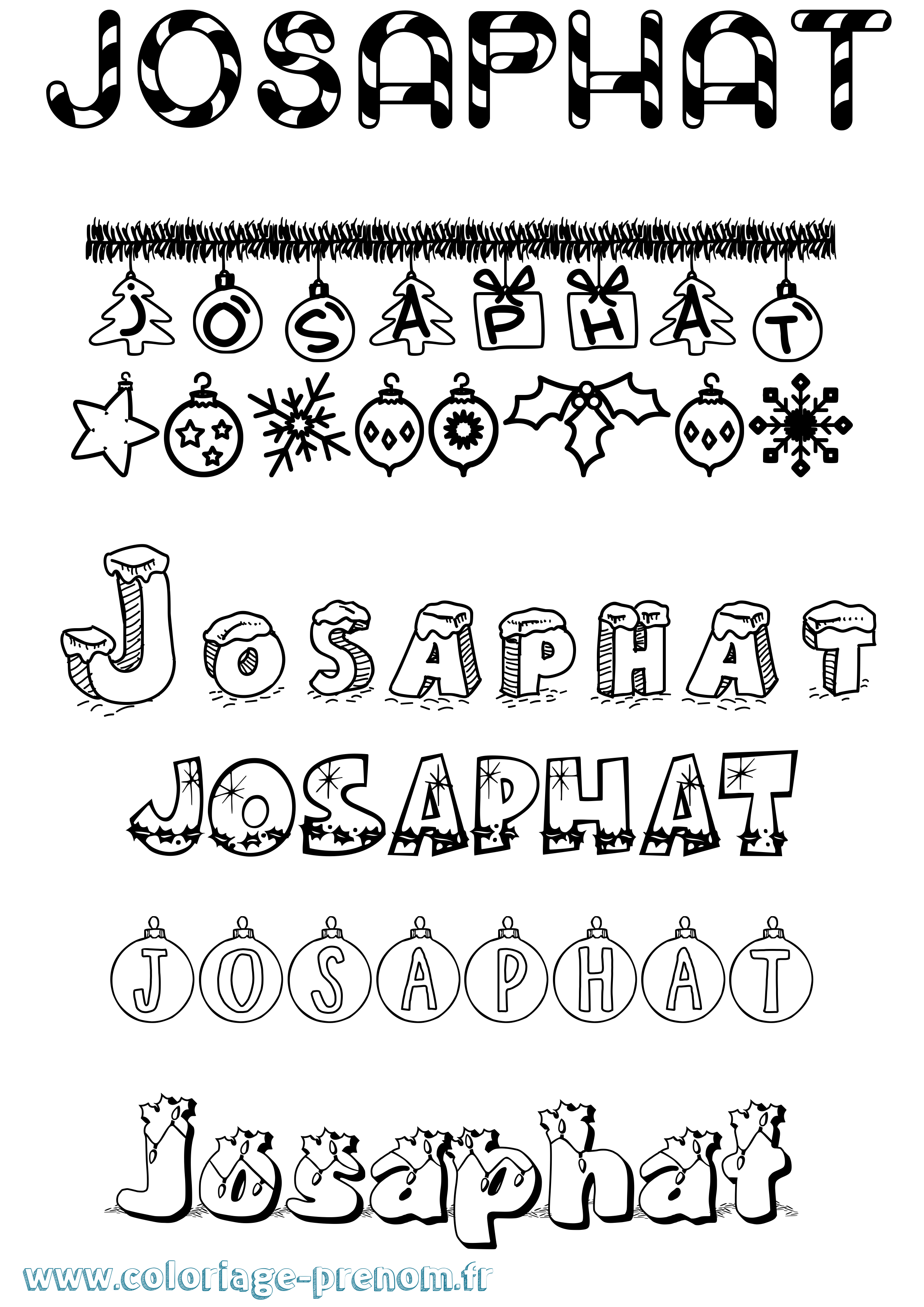 Coloriage Josaphat Noël Coloriage prénom Josaphat Noël