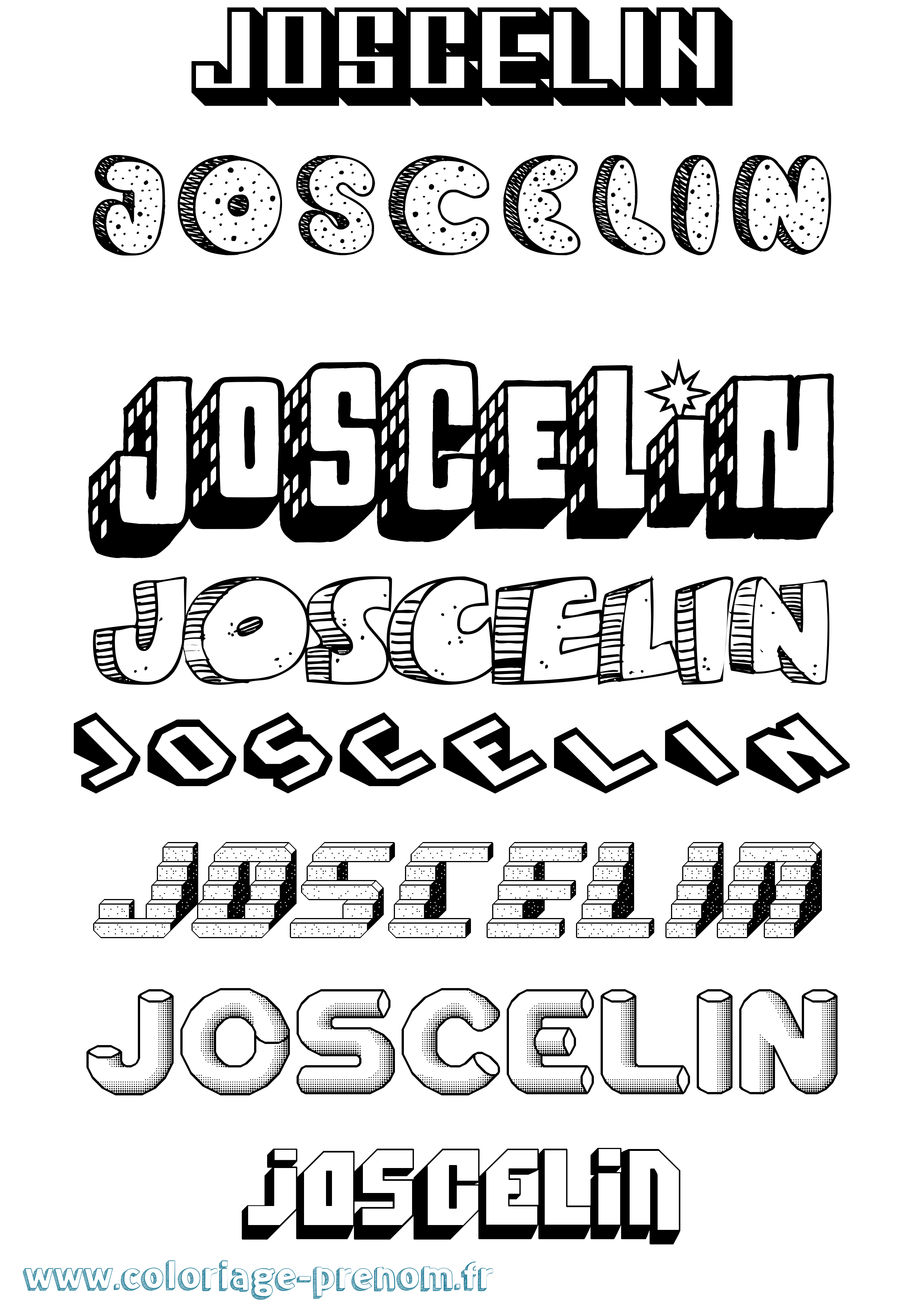 Coloriage Joscelin Effet 3D Coloriage prénom Joscelin Effet 3D