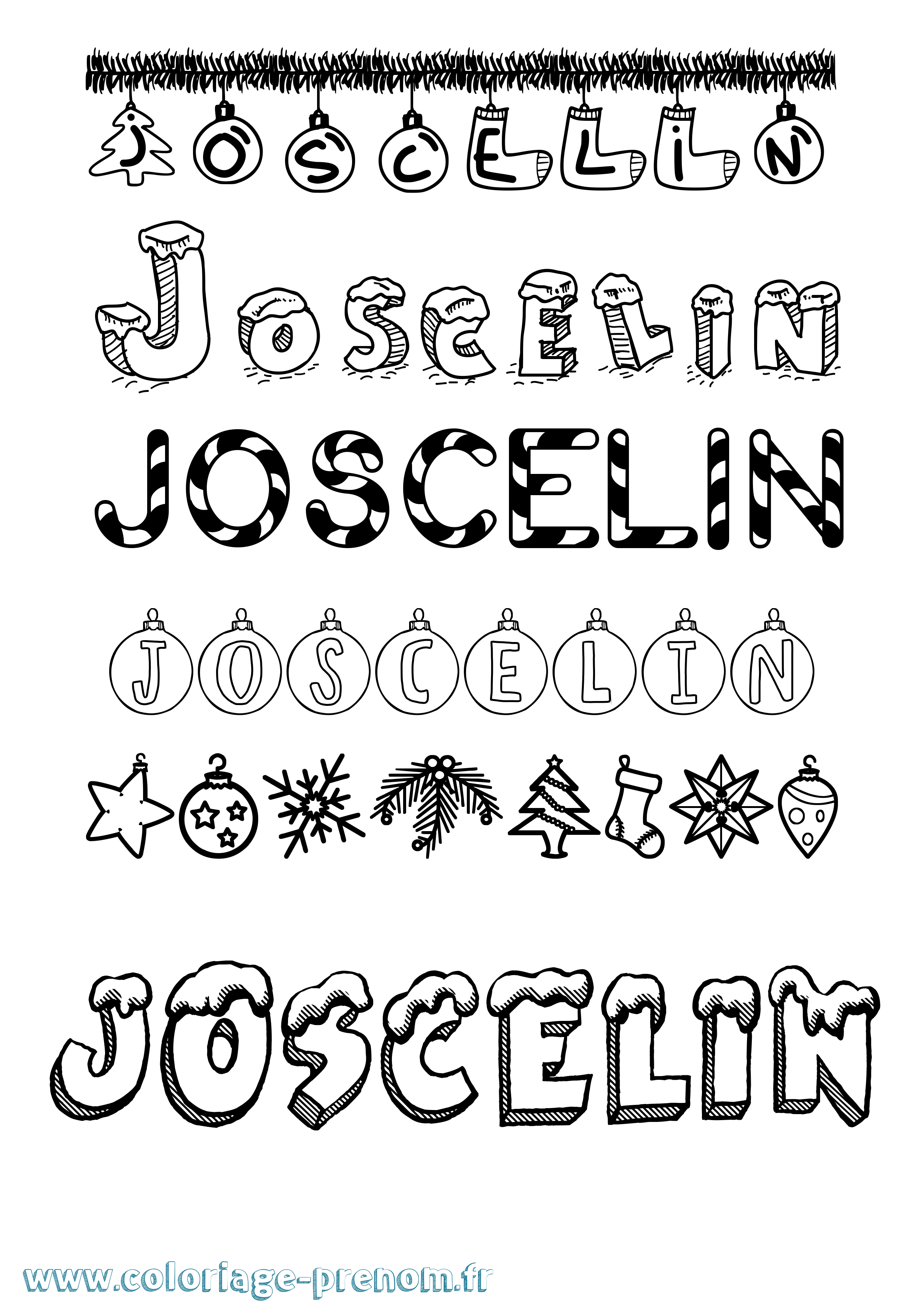 Coloriage Joscelin Noël Coloriage prénom Joscelin Noël