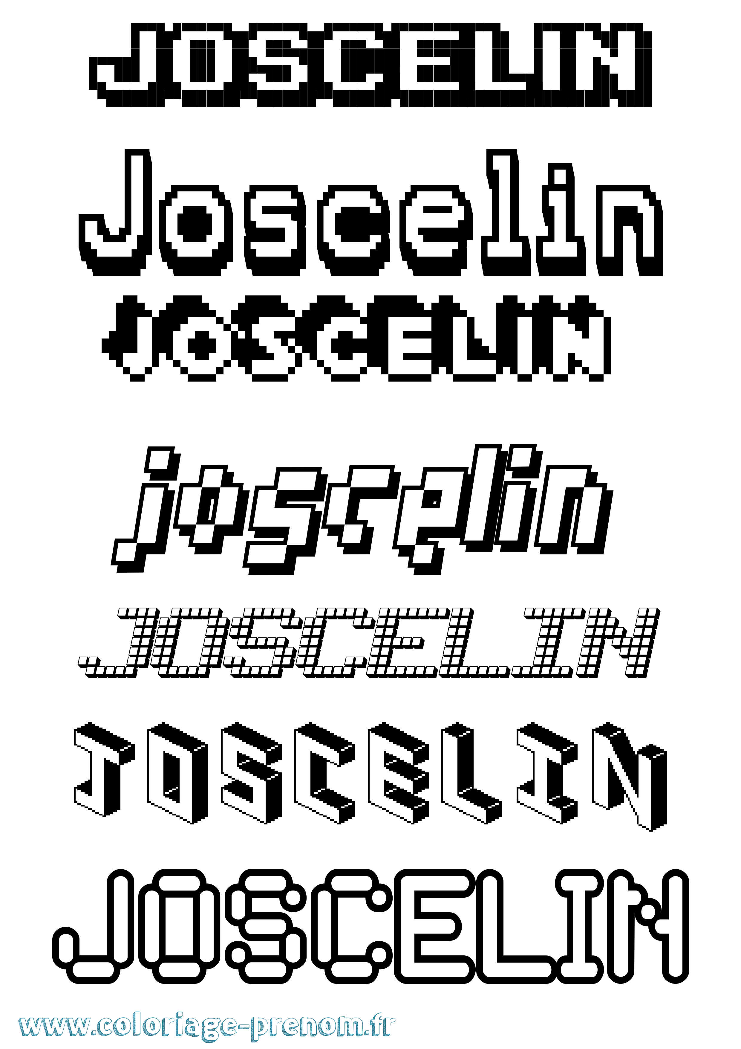 Coloriage Joscelin Pixel Coloriage prénom Joscelin Pixel