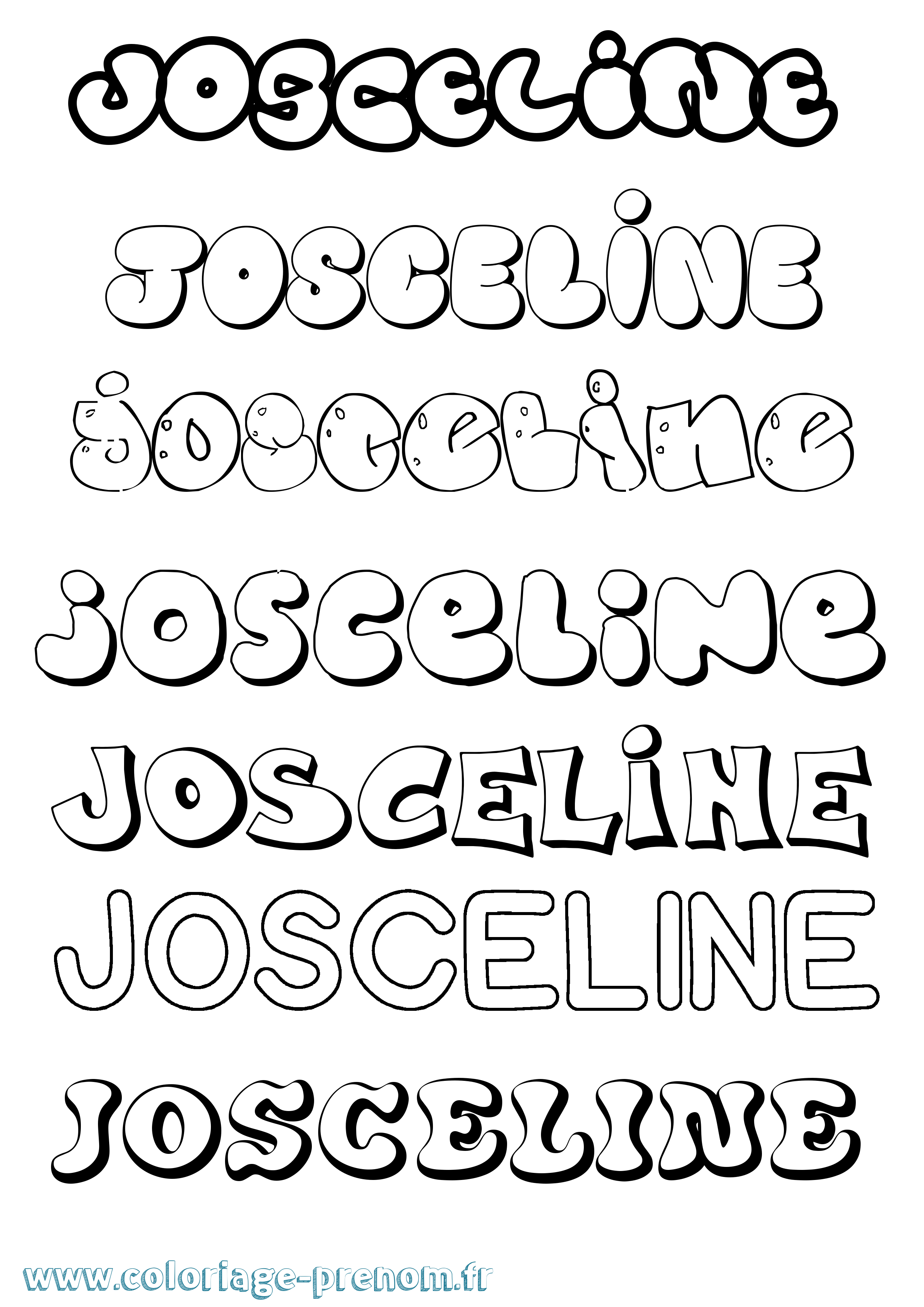 Coloriage prénom Josceline Bubble