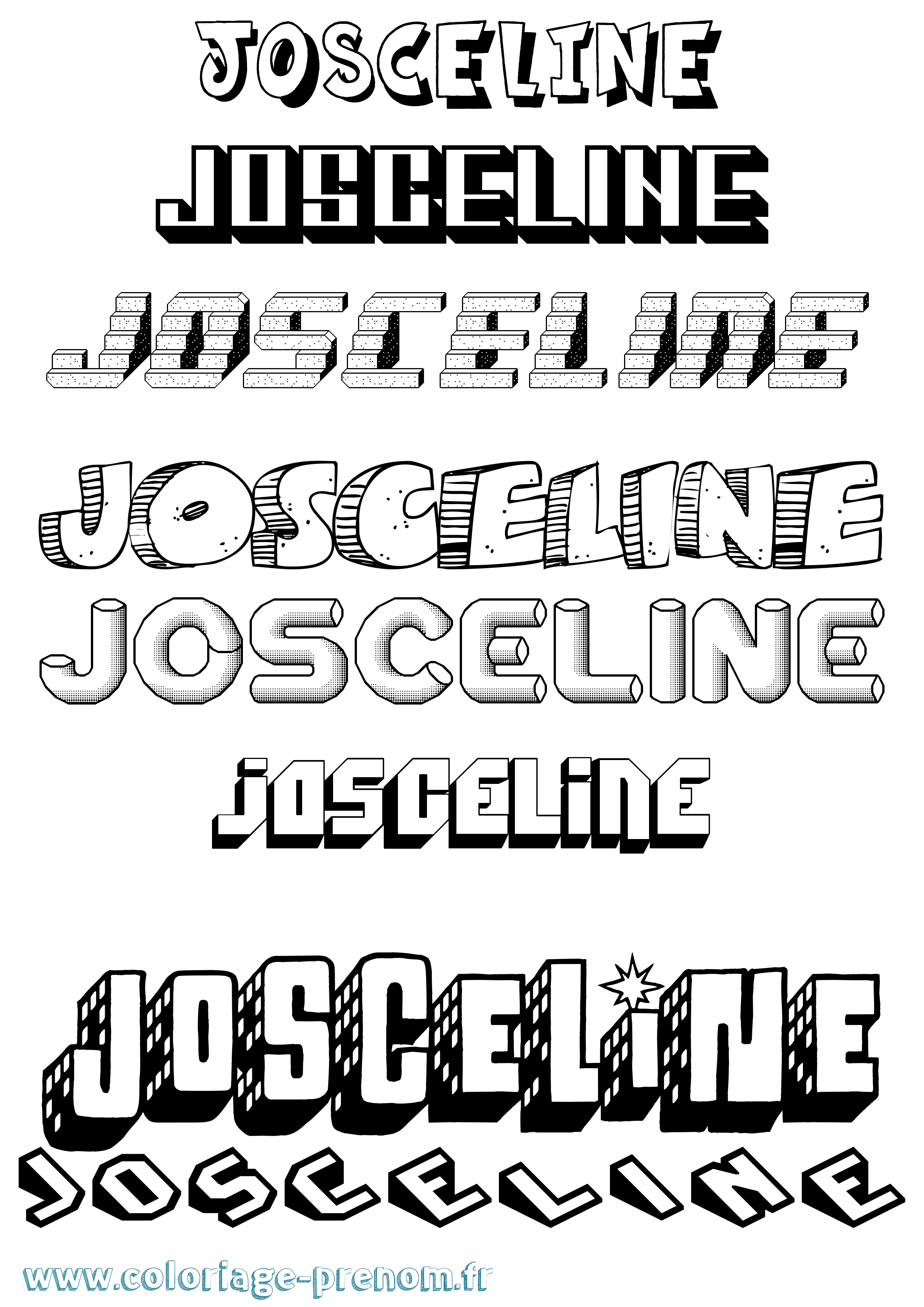 Coloriage prénom Josceline Effet 3D