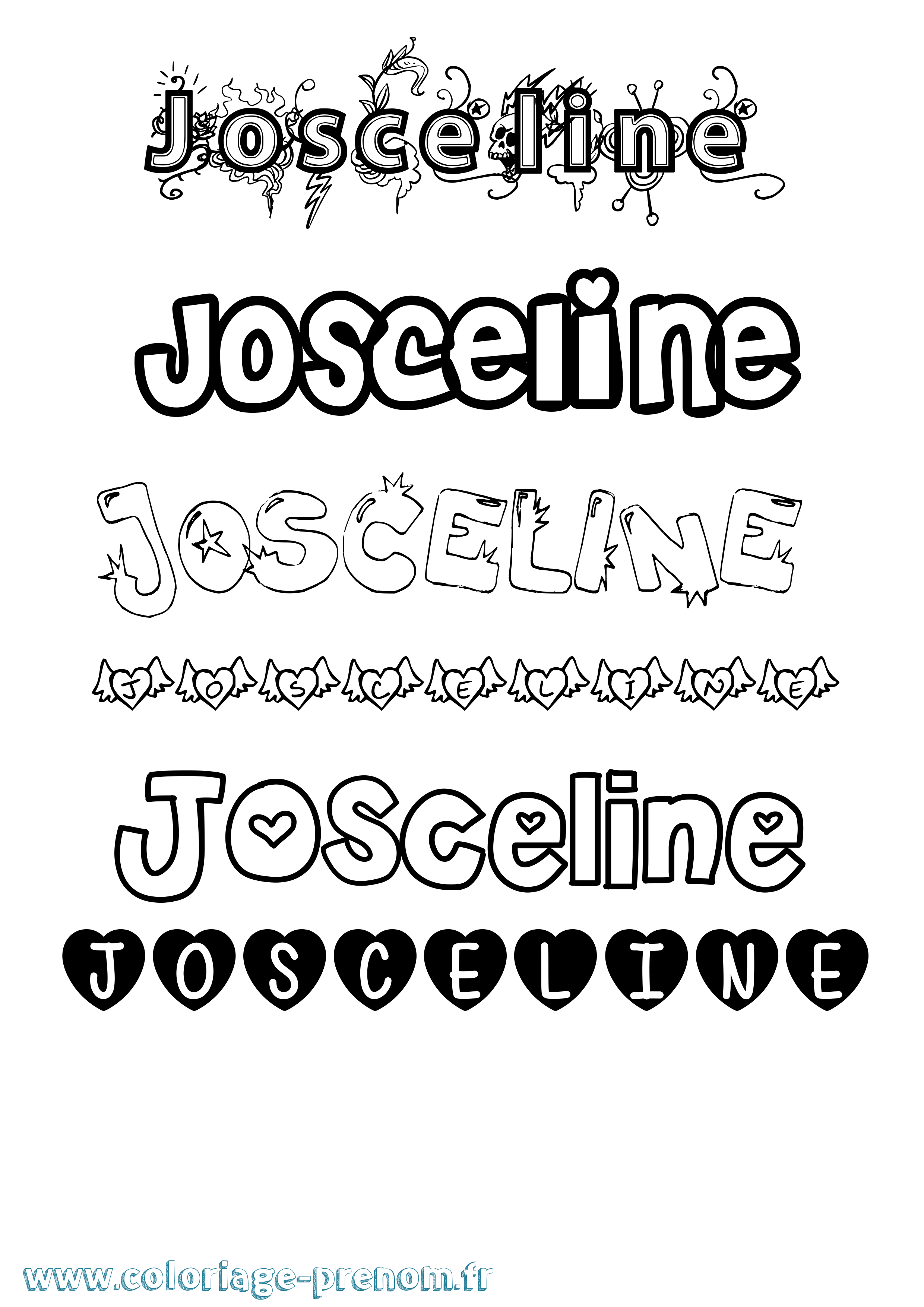 Coloriage prénom Josceline Girly