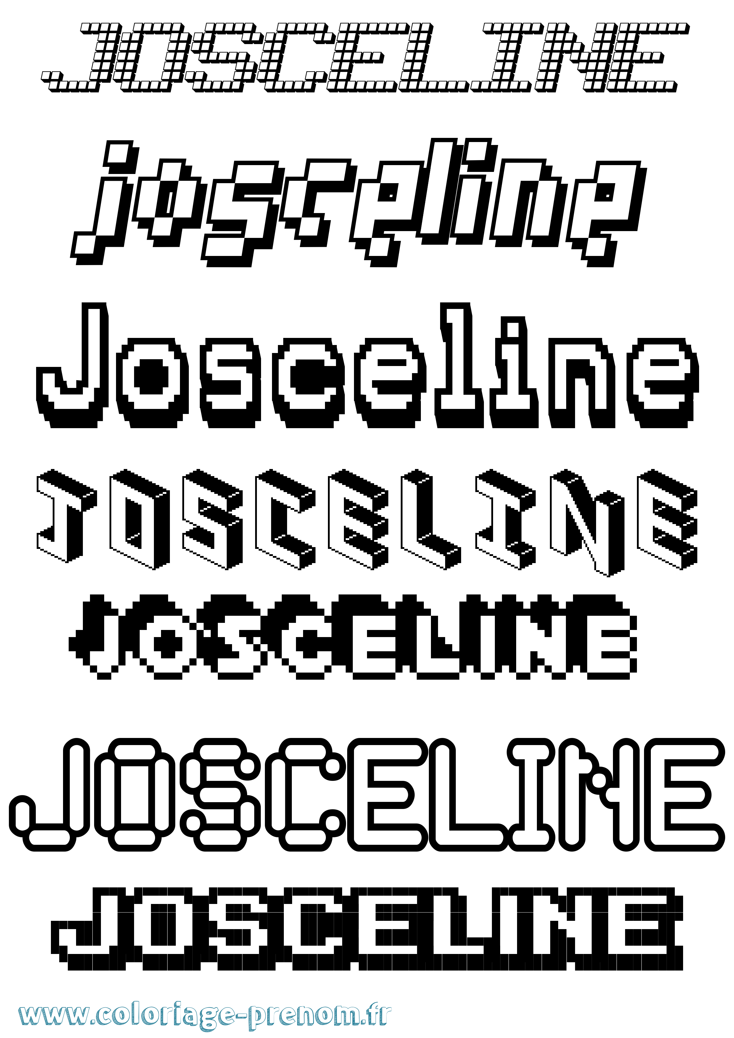 Coloriage prénom Josceline Pixel