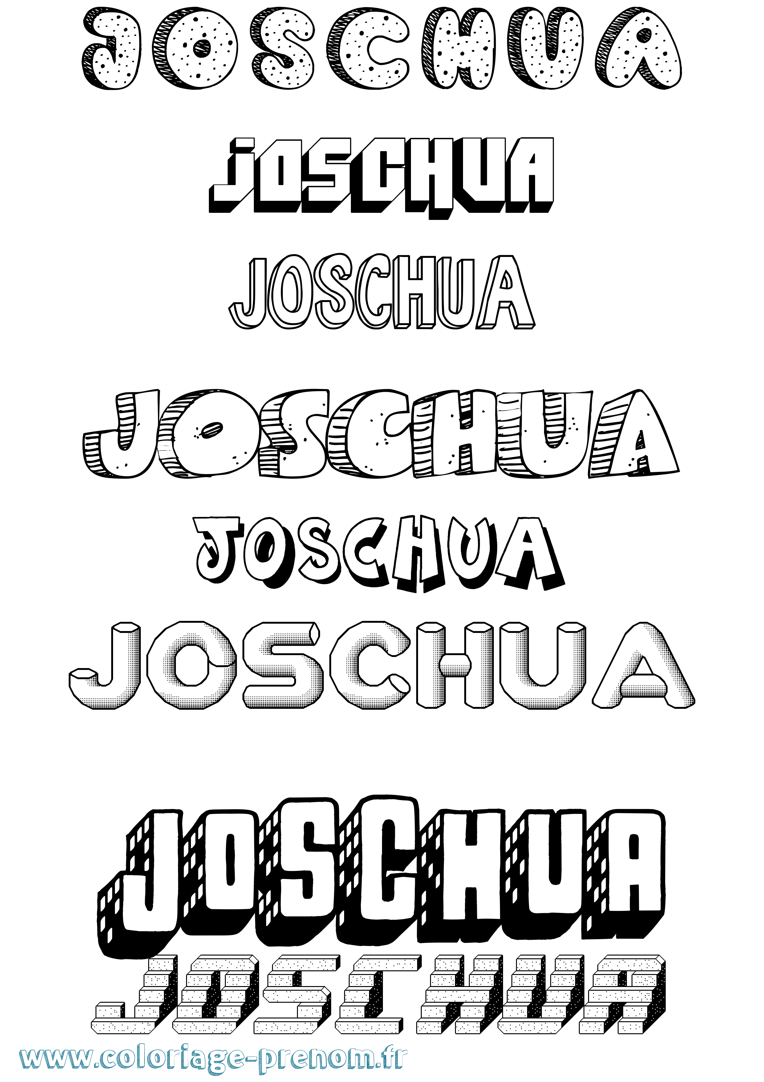 Coloriage prénom Joschua Effet 3D