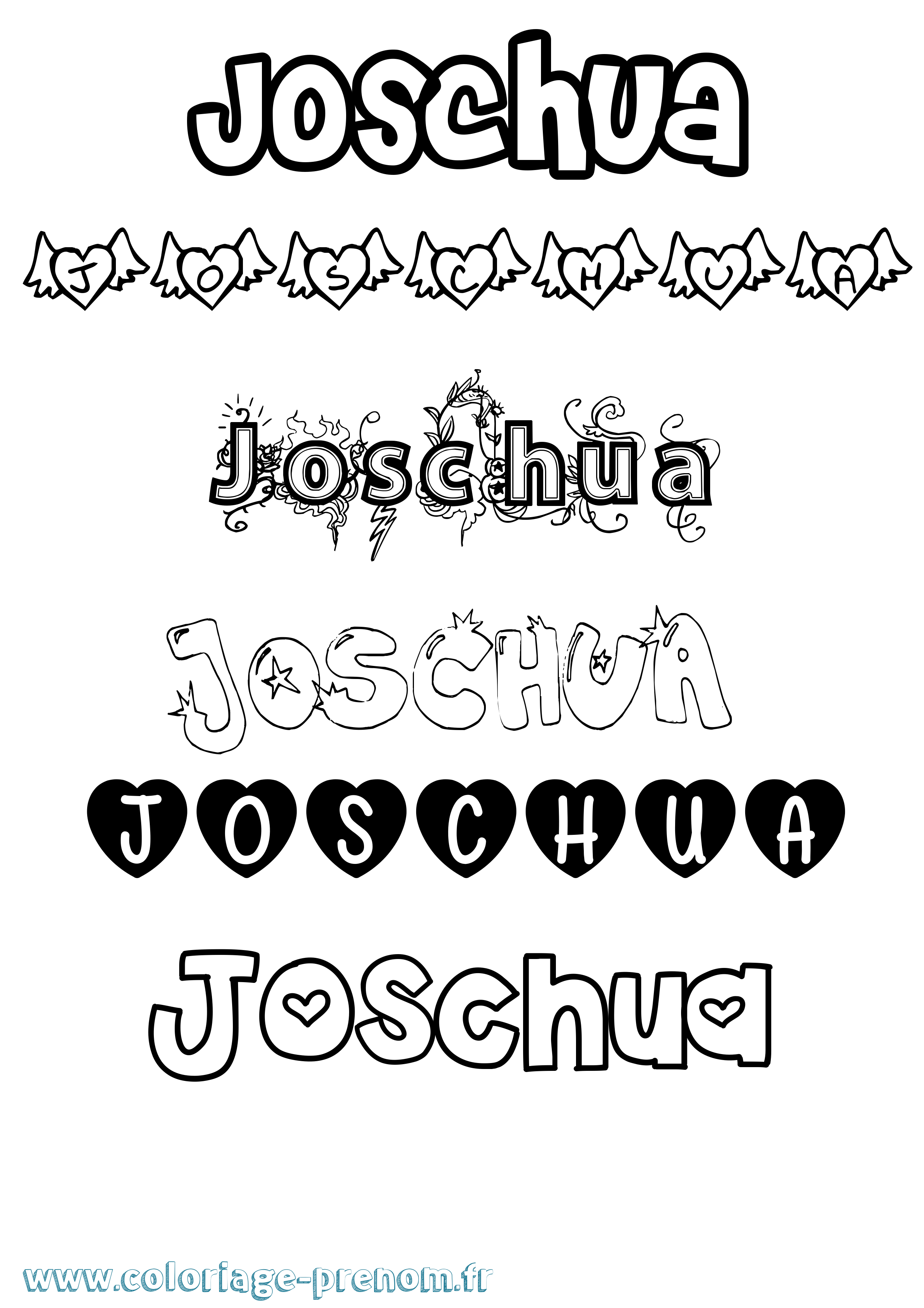 Coloriage prénom Joschua Girly