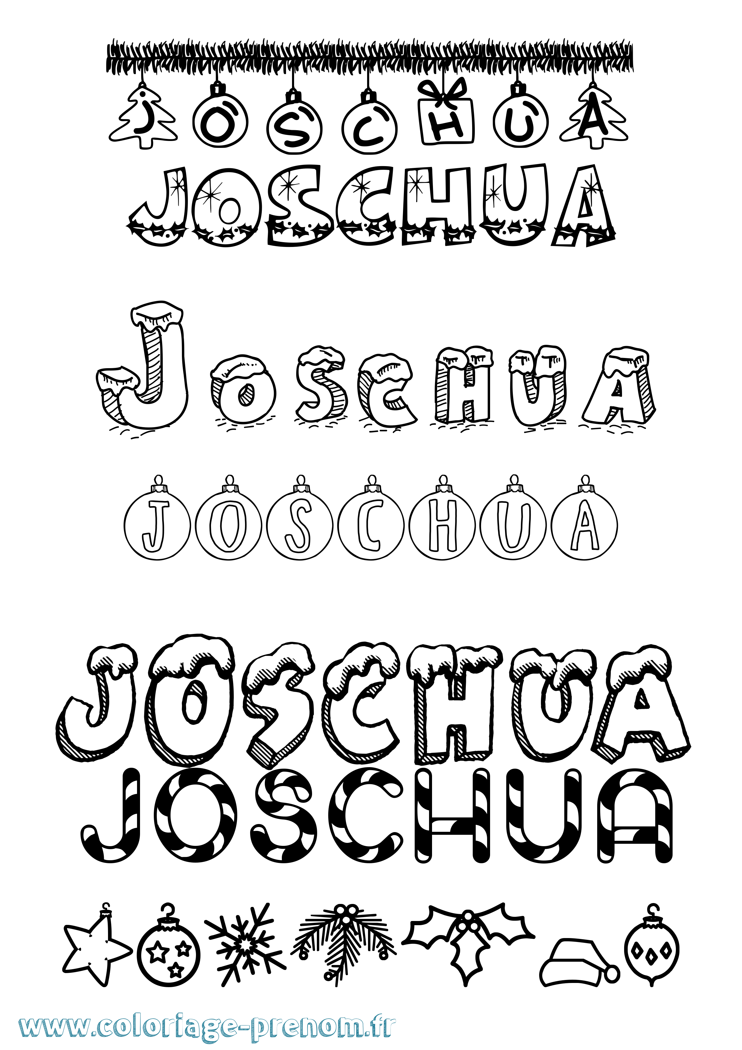 Coloriage prénom Joschua Noël