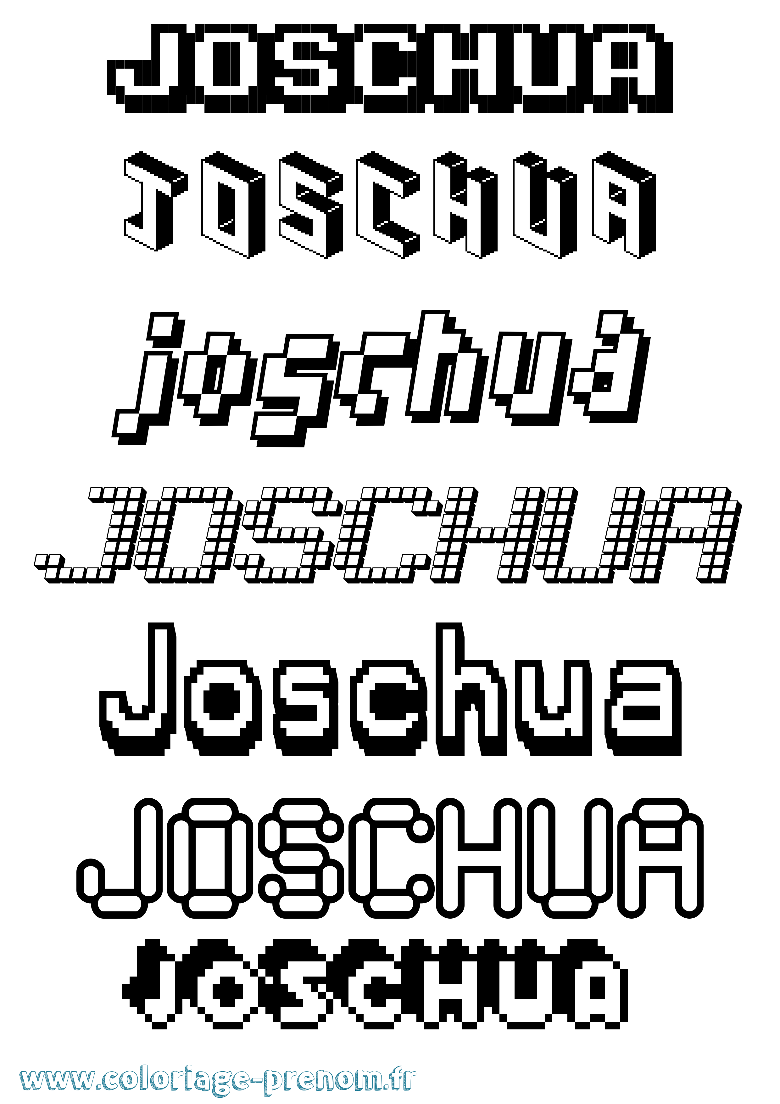Coloriage prénom Joschua Pixel