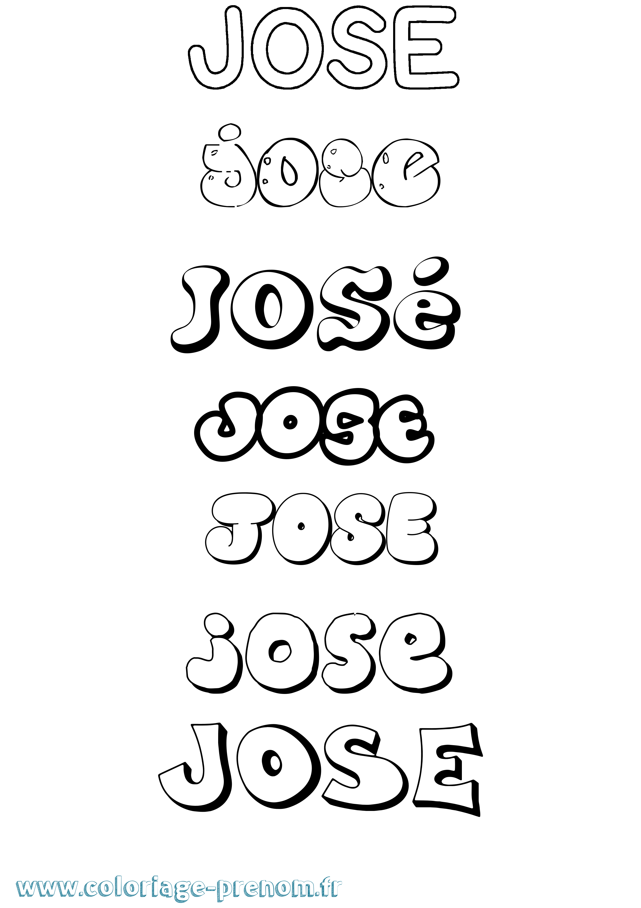 Coloriage prénom José Bubble