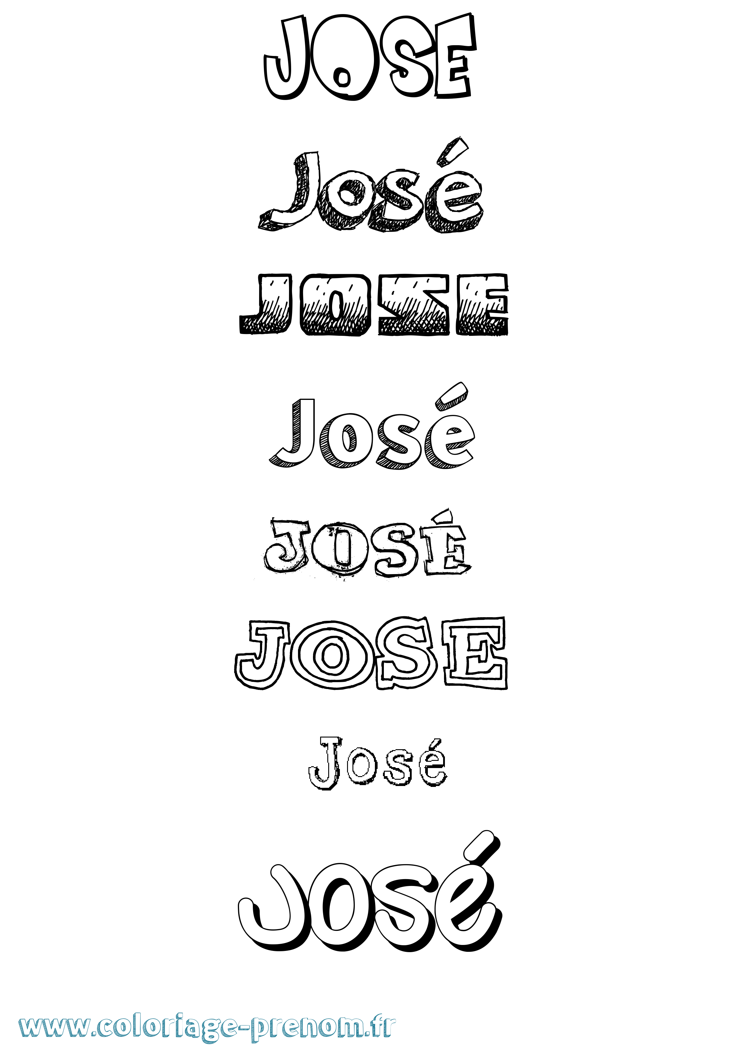Coloriage José Dessiné Coloriage prénom José Dessiné