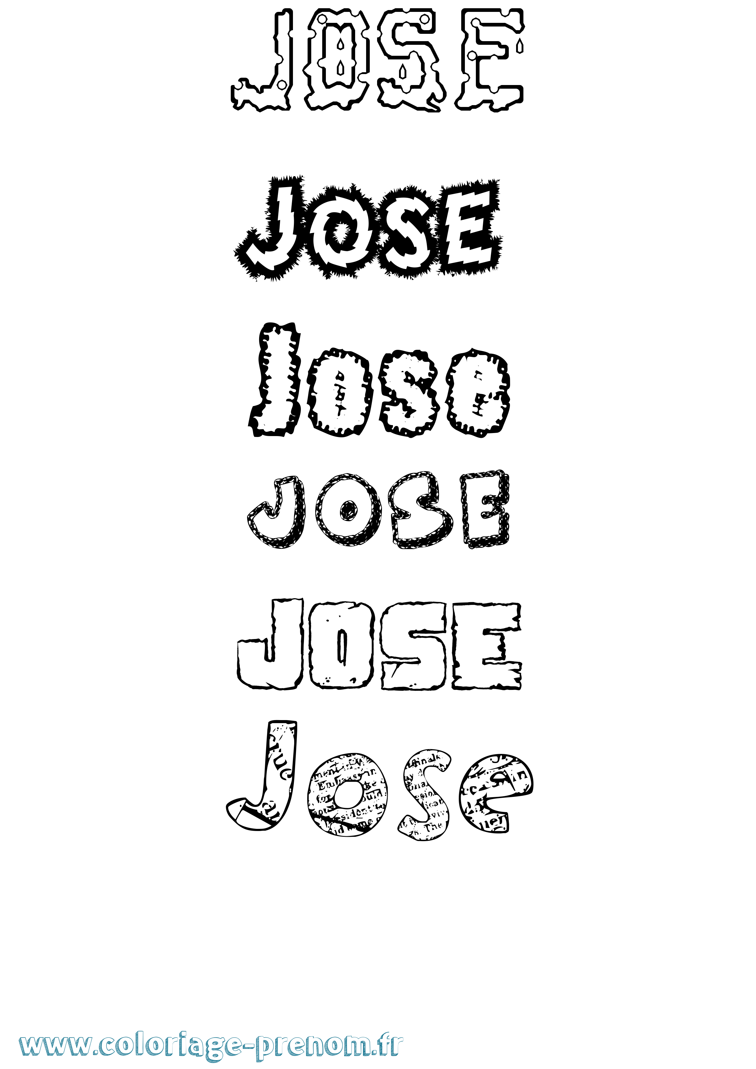 Coloriage prénom José Destructuré