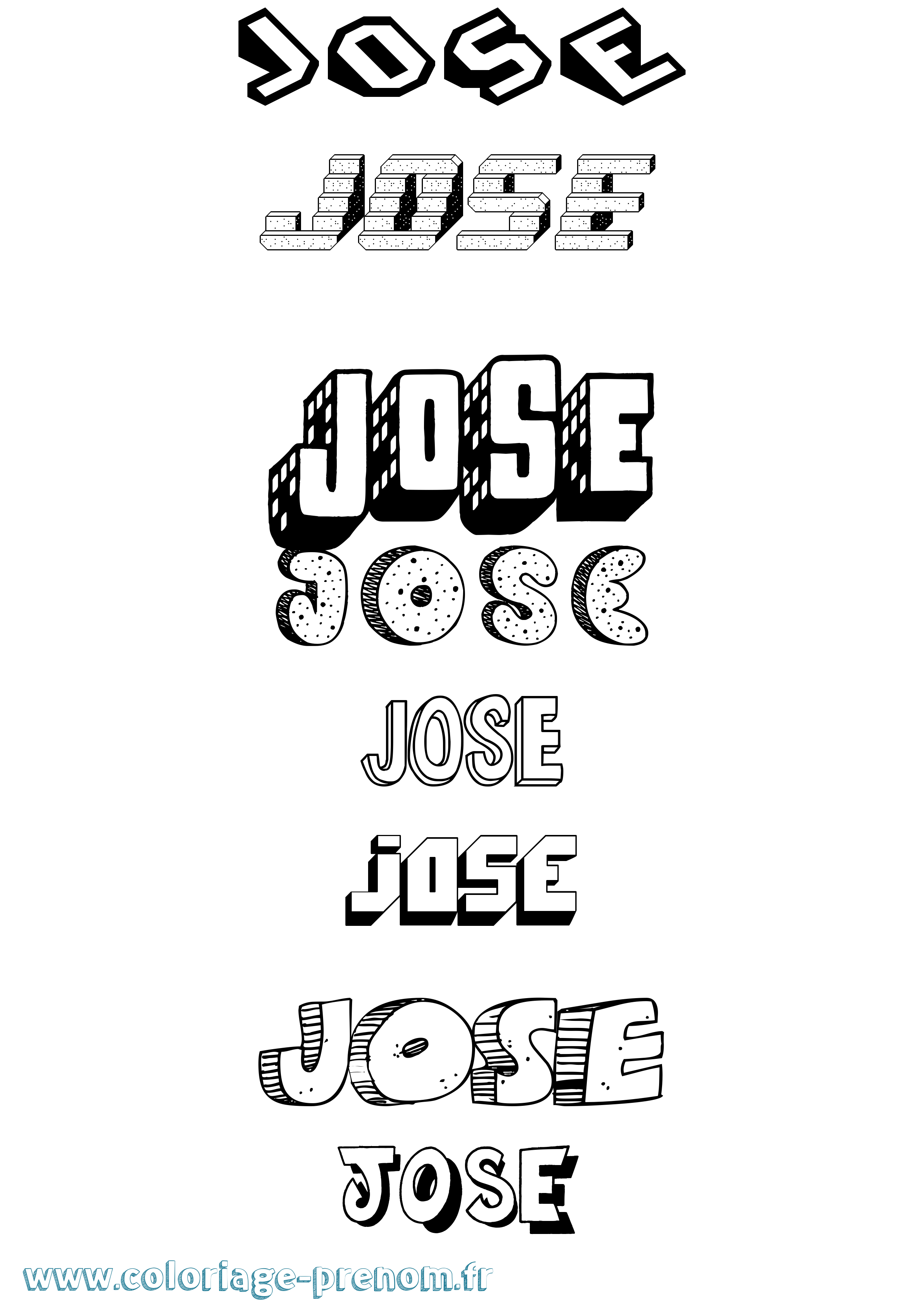 Coloriage José Effet 3D Coloriage prénom José Effet 3D