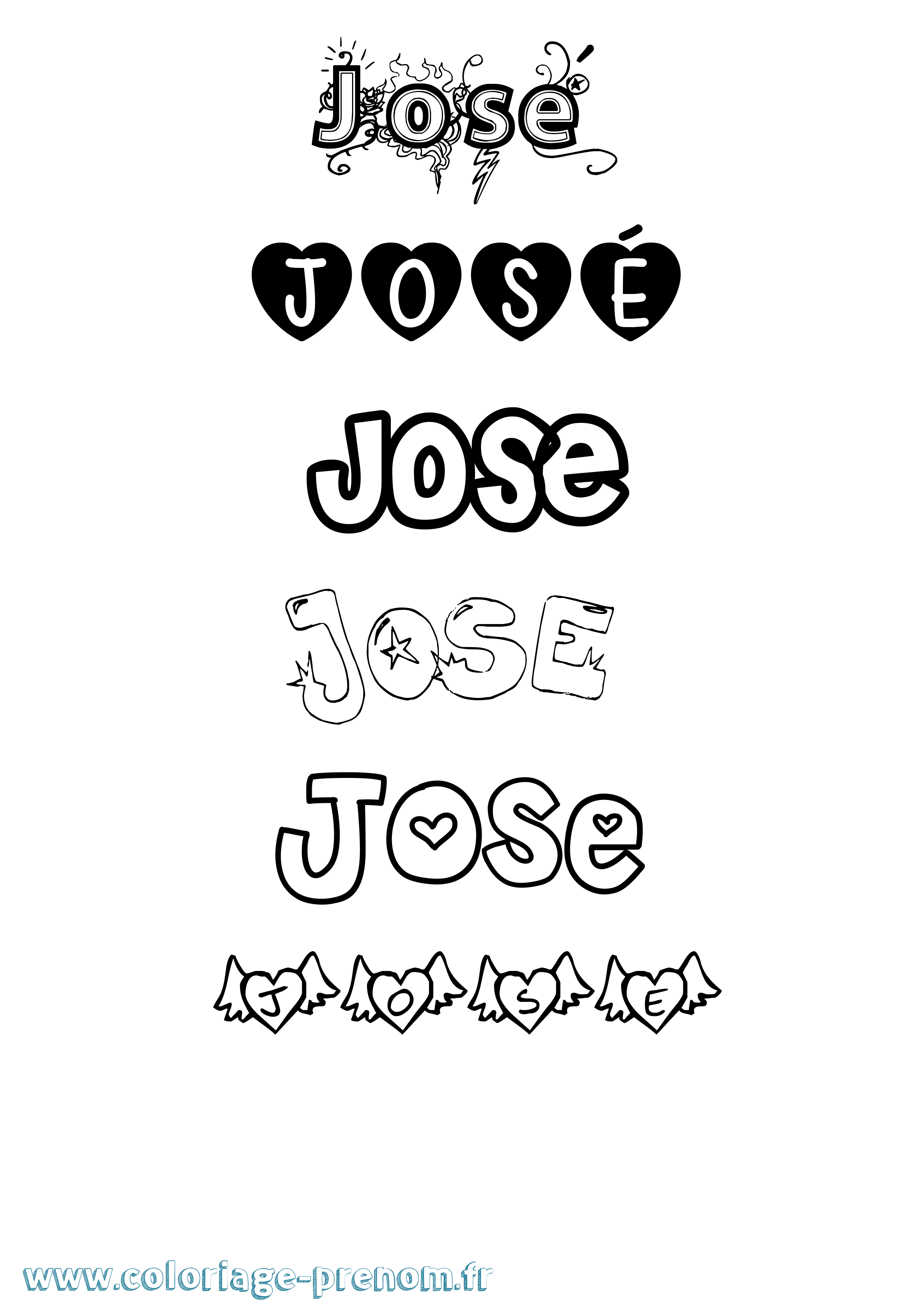 Coloriage José Girly Coloriage prénom José Girly