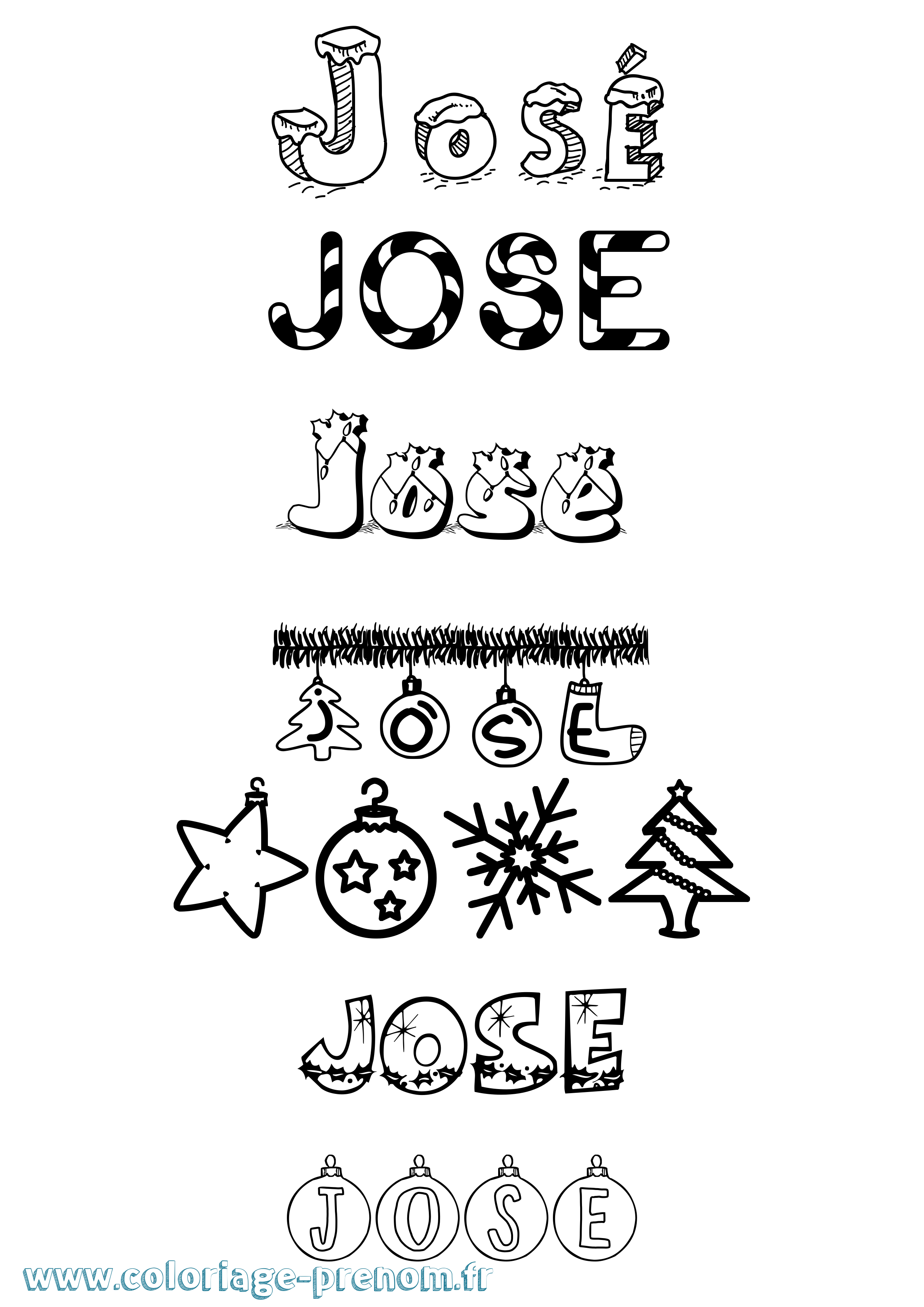 Coloriage prénom José Noël