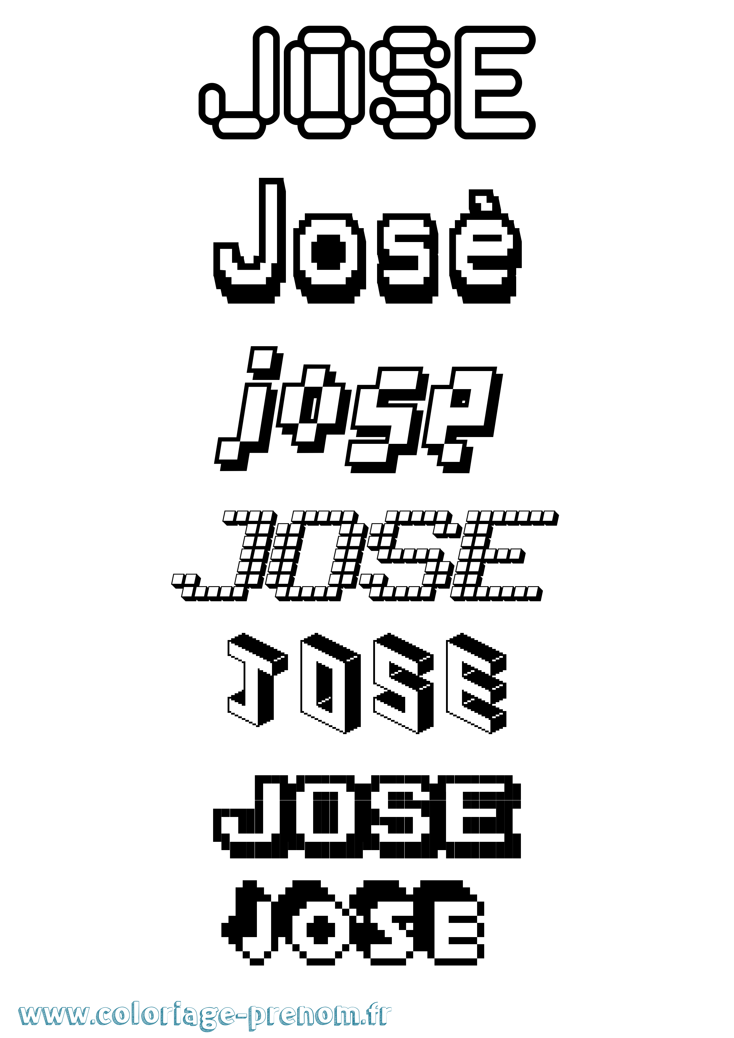 Coloriage José Pixel Coloriage prénom José Pixel