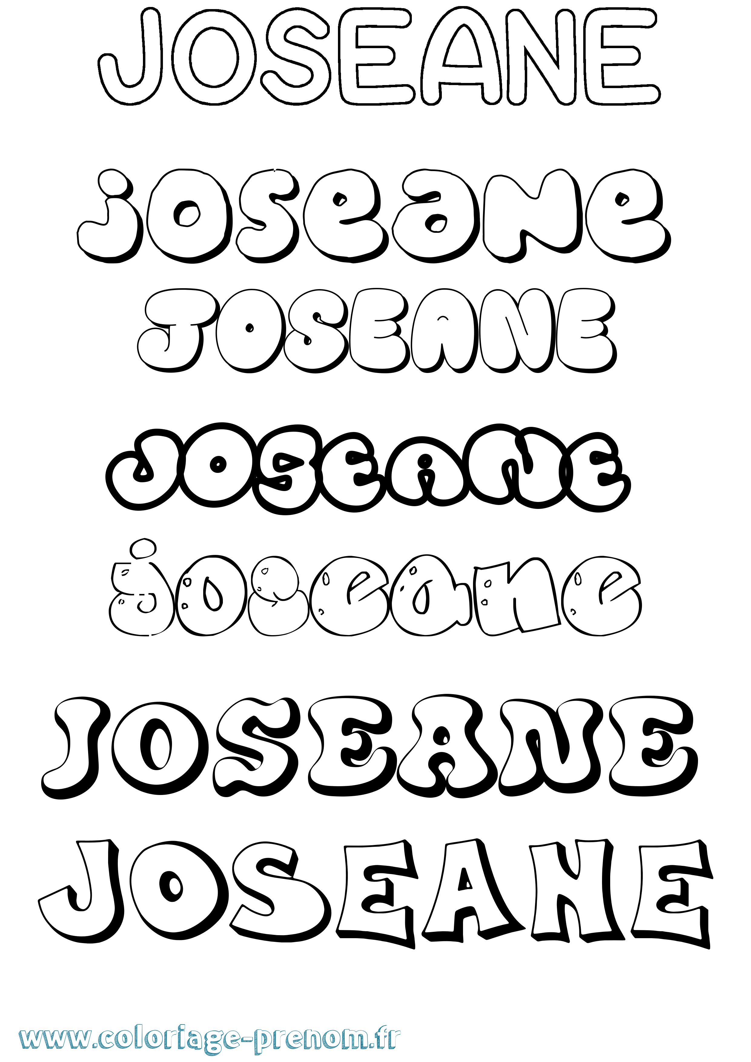 Coloriage prénom Joseane Bubble