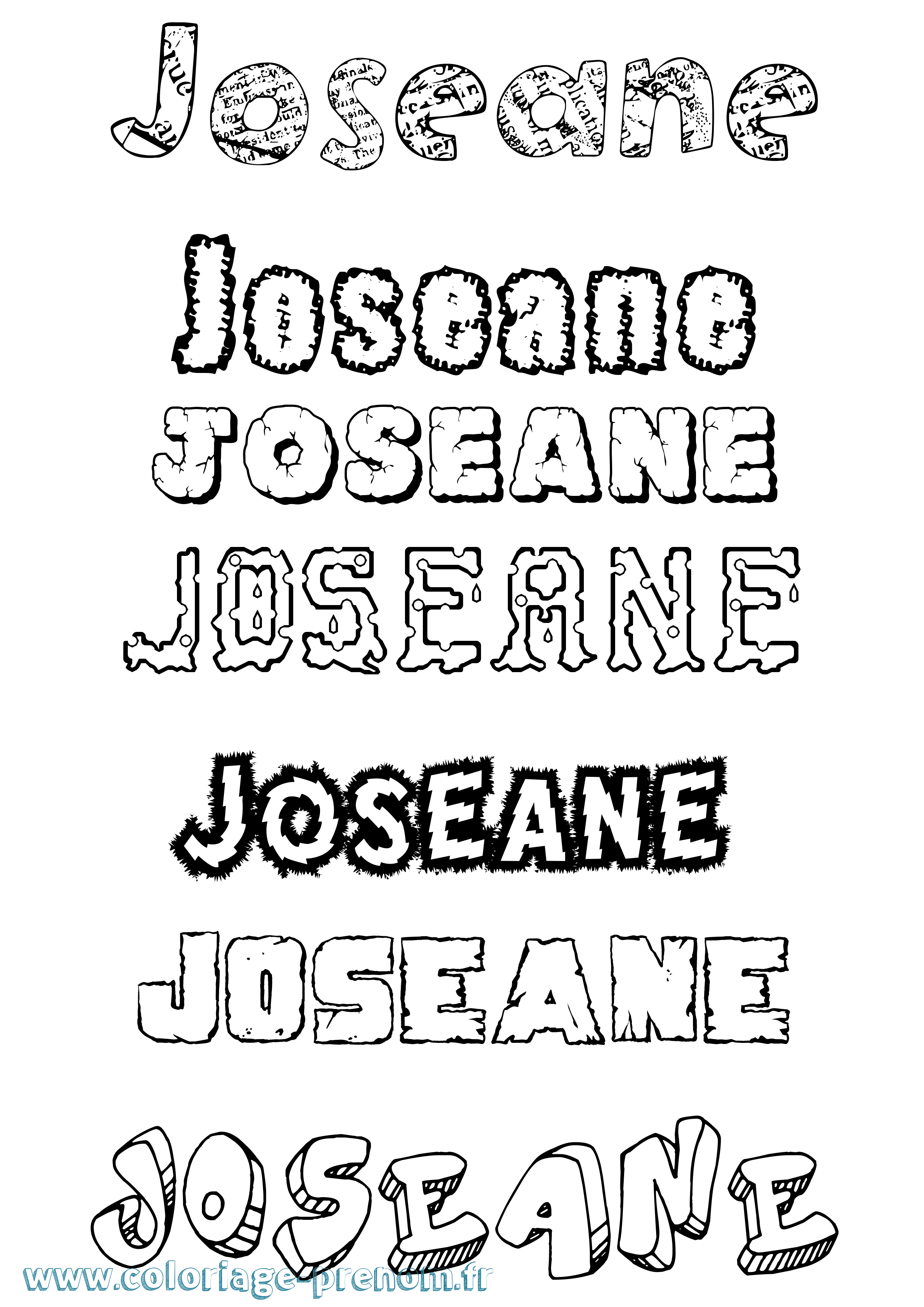 Coloriage prénom Joseane Destructuré