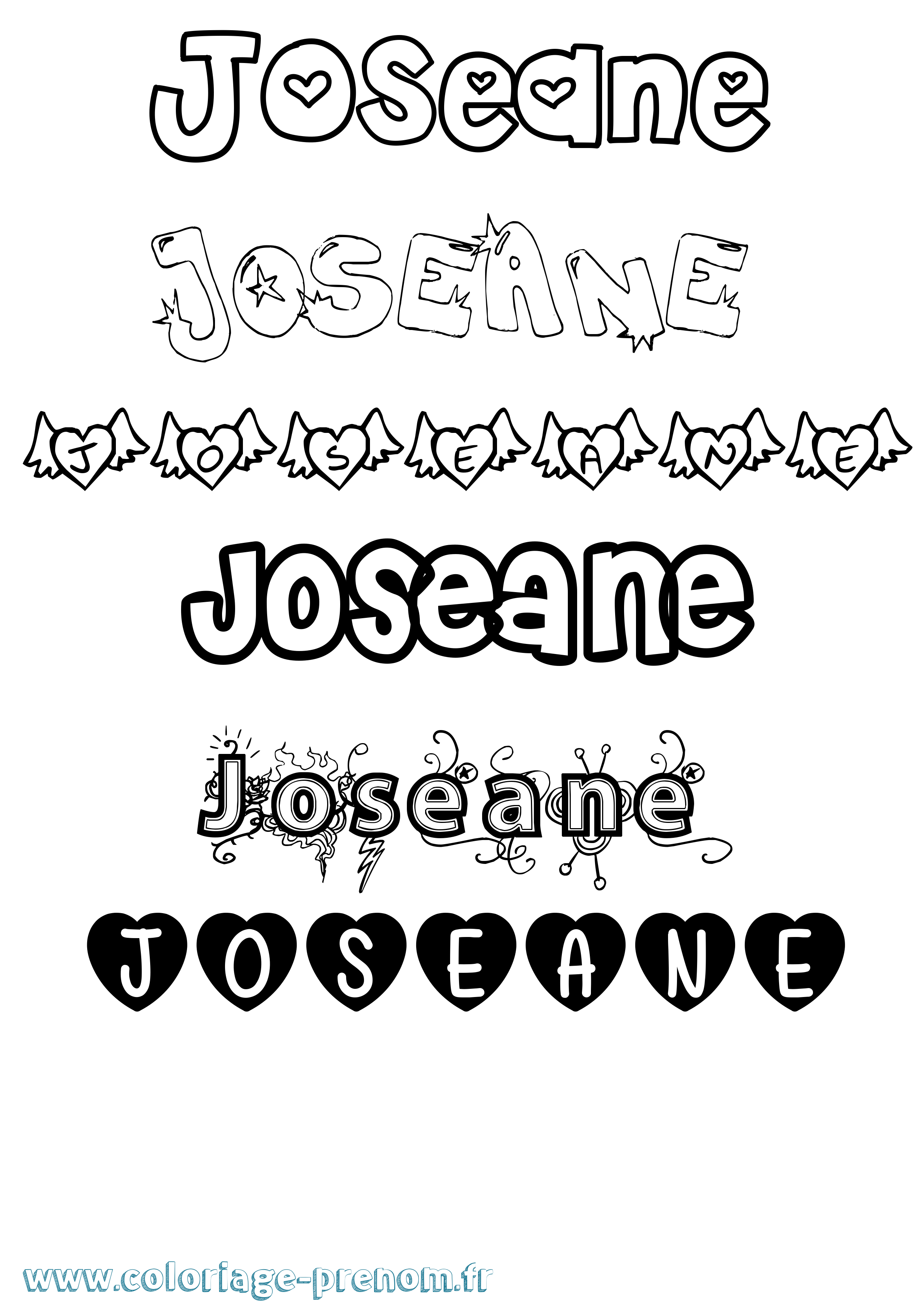Coloriage prénom Joseane Girly