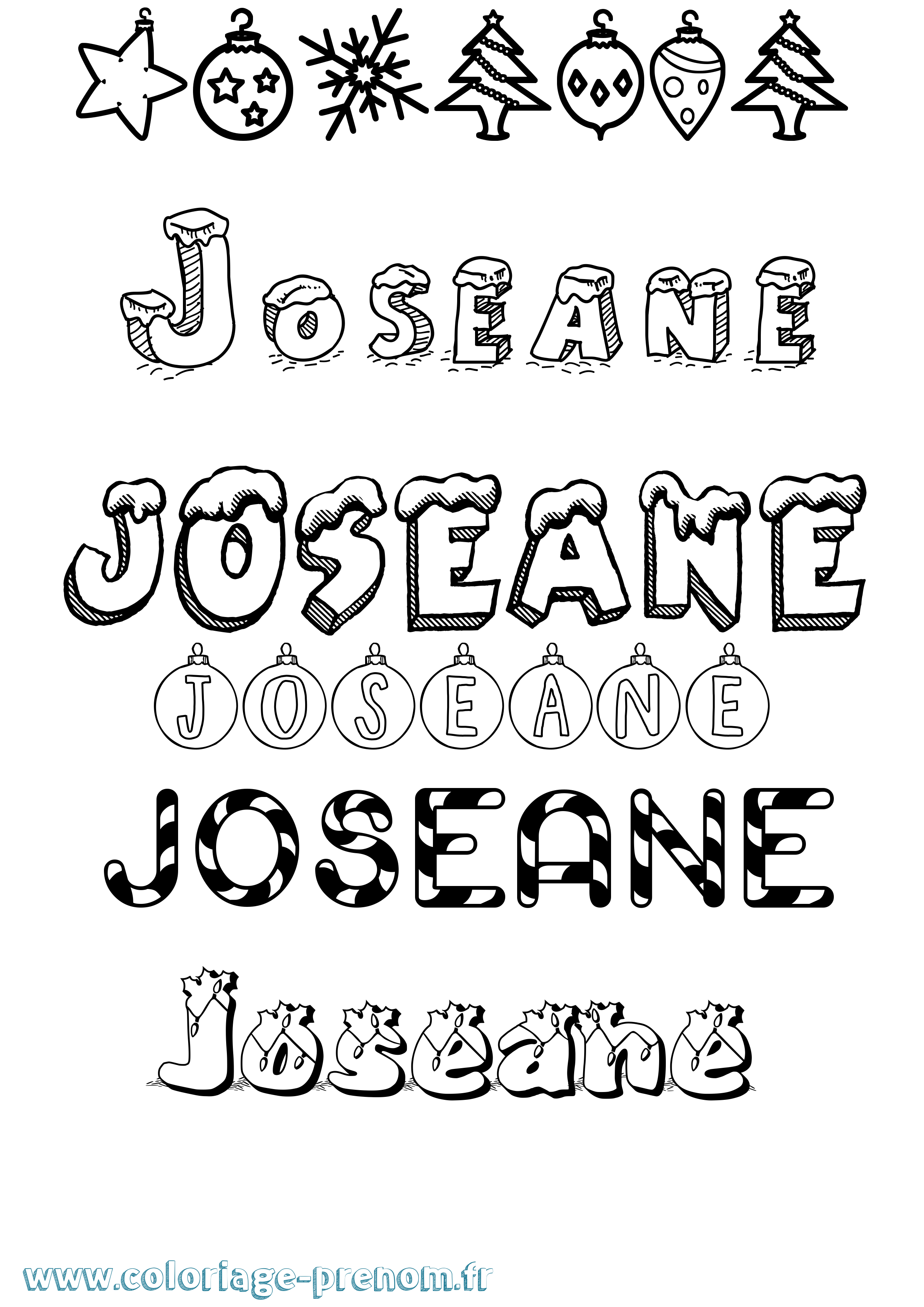 Coloriage Joseane Noël Coloriage prénom Joseane Noël